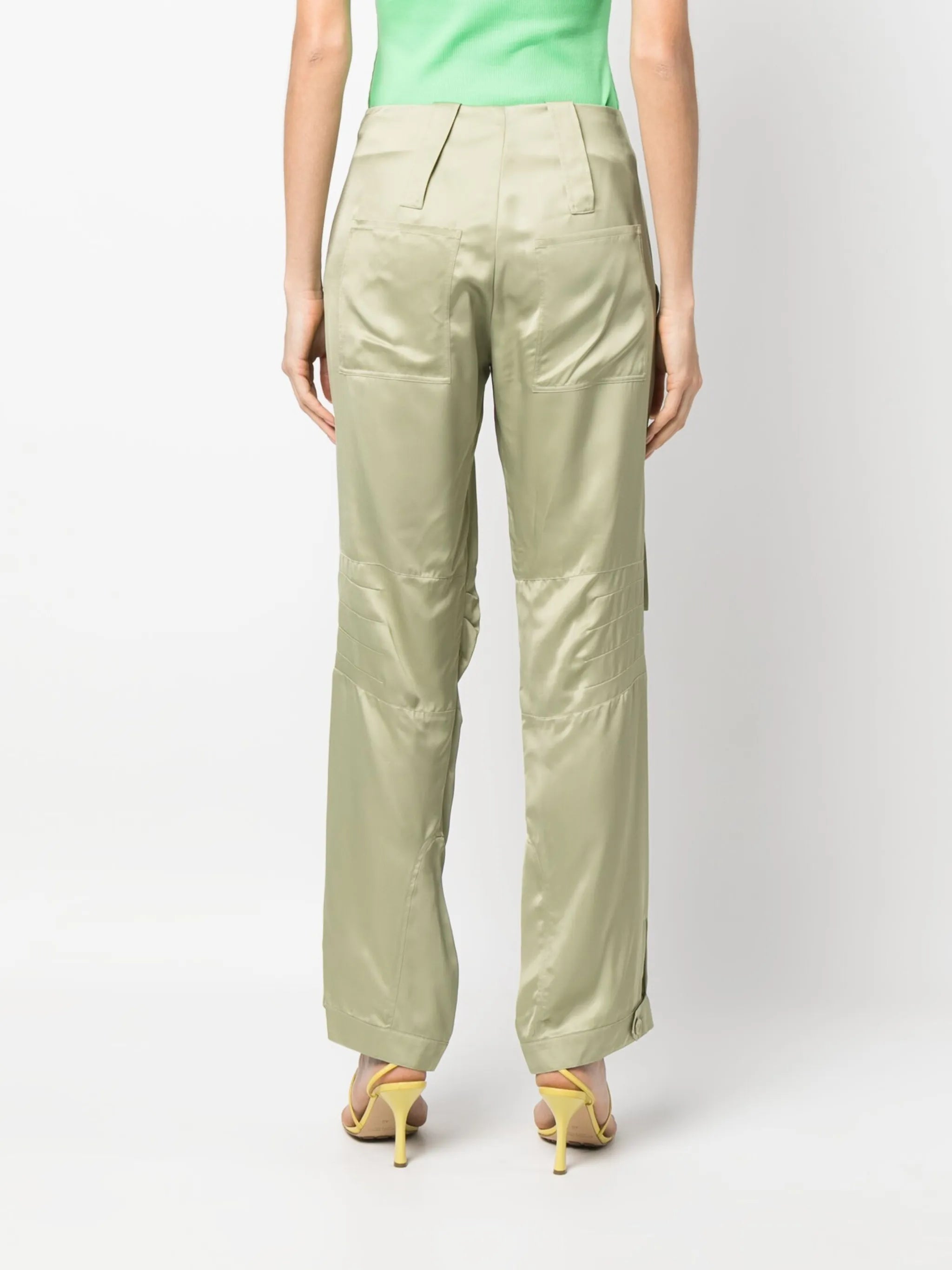 satin-finish cargo trousers
