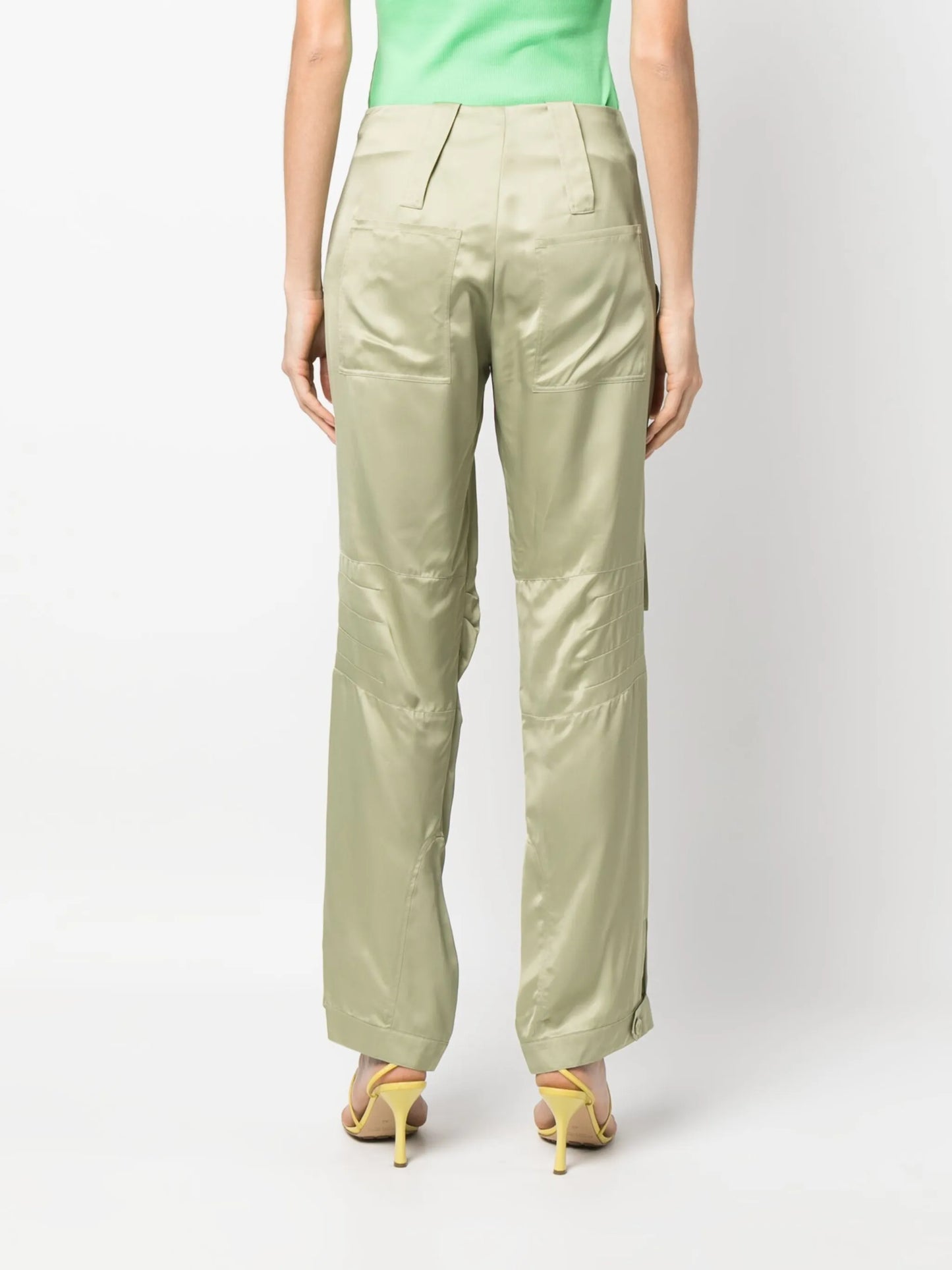 satin-finish cargo trousers