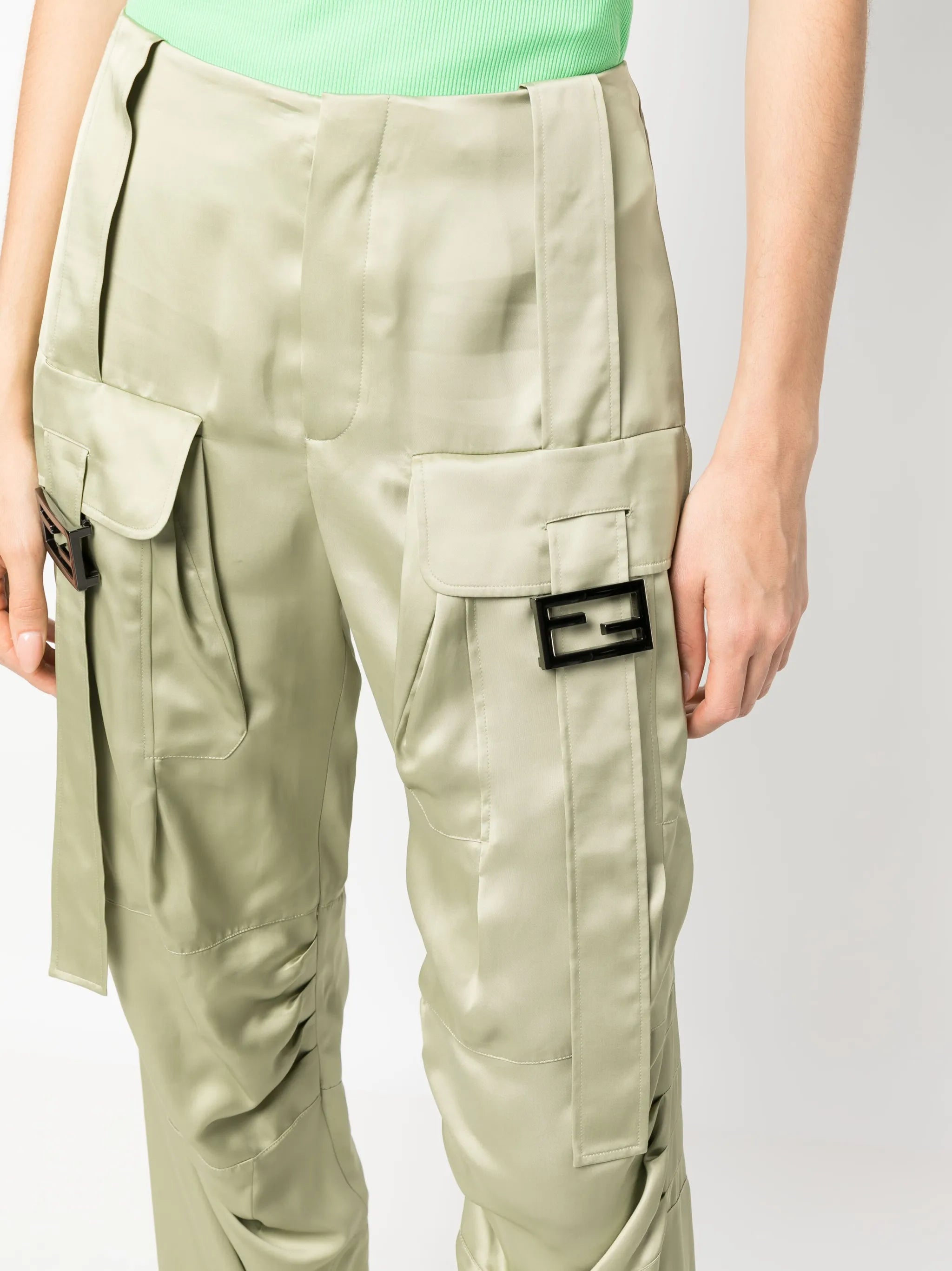 satin-finish cargo trousers