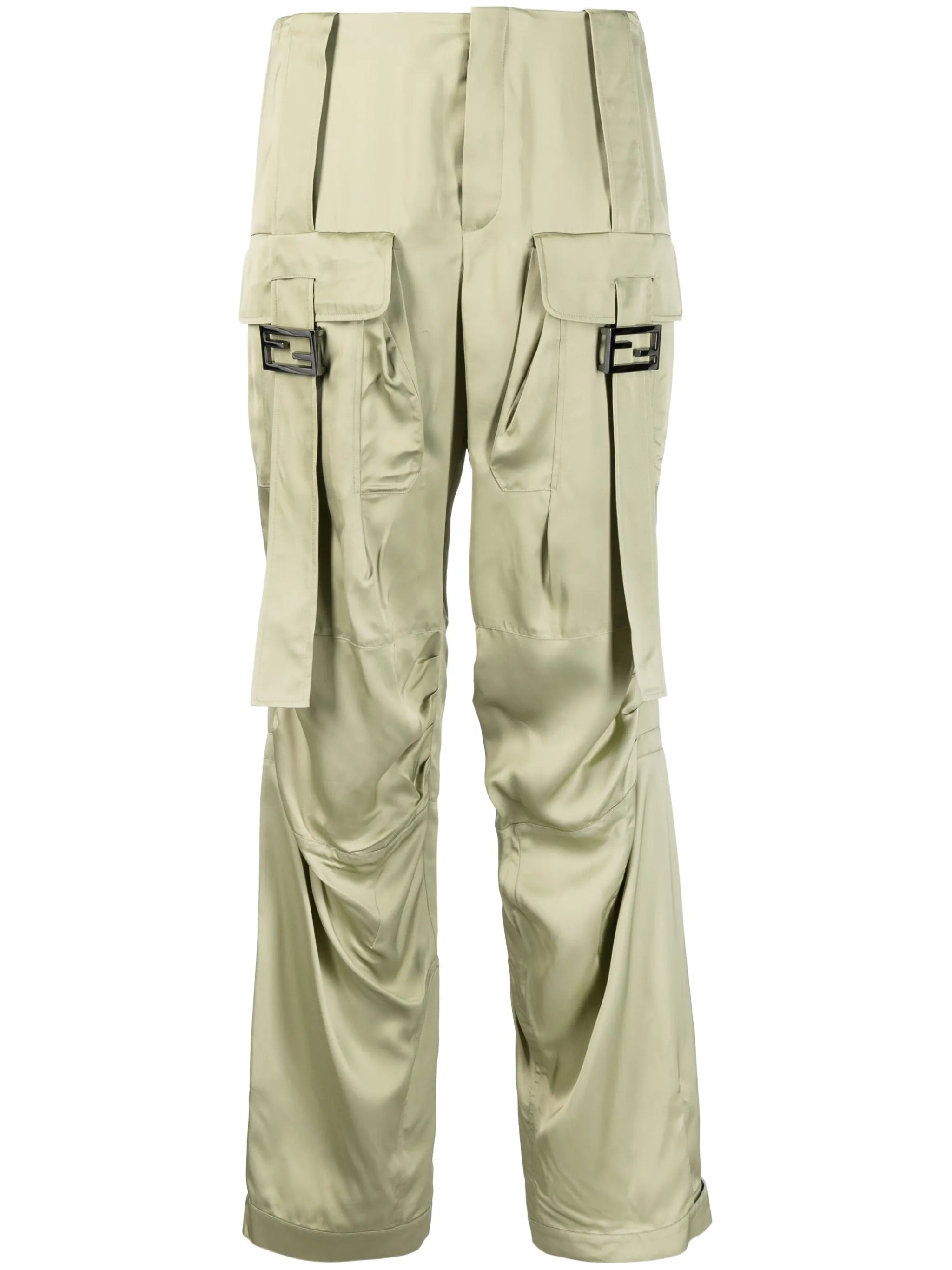 satin-finish cargo trousers
