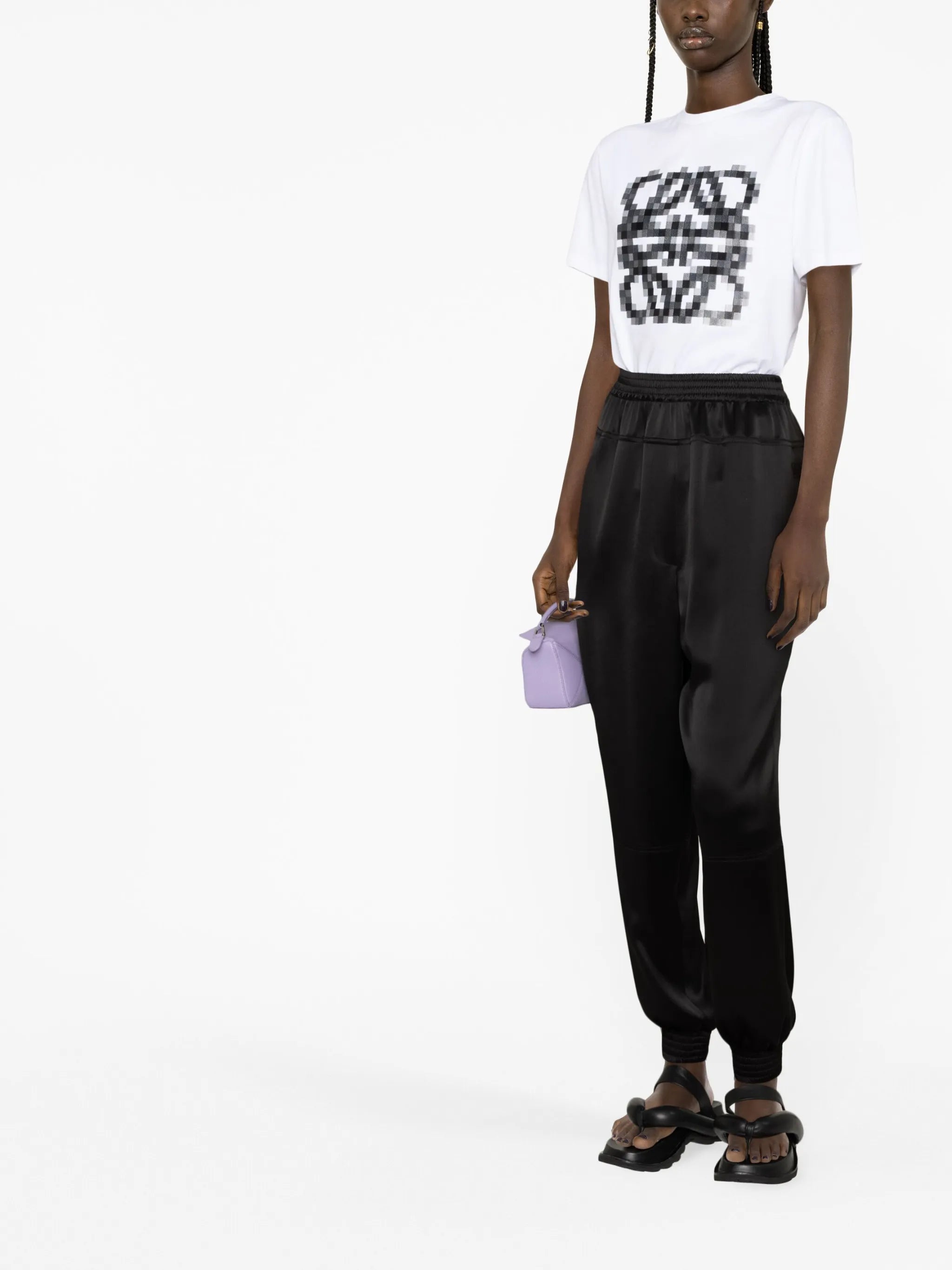 pixelated logo-embroidery T-shirt