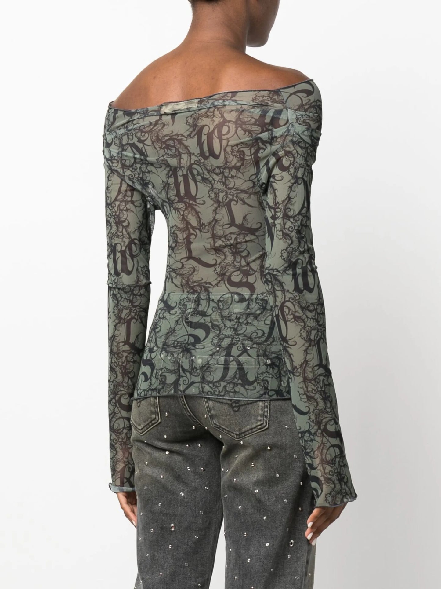 Halcyon Gothic Lace-print top