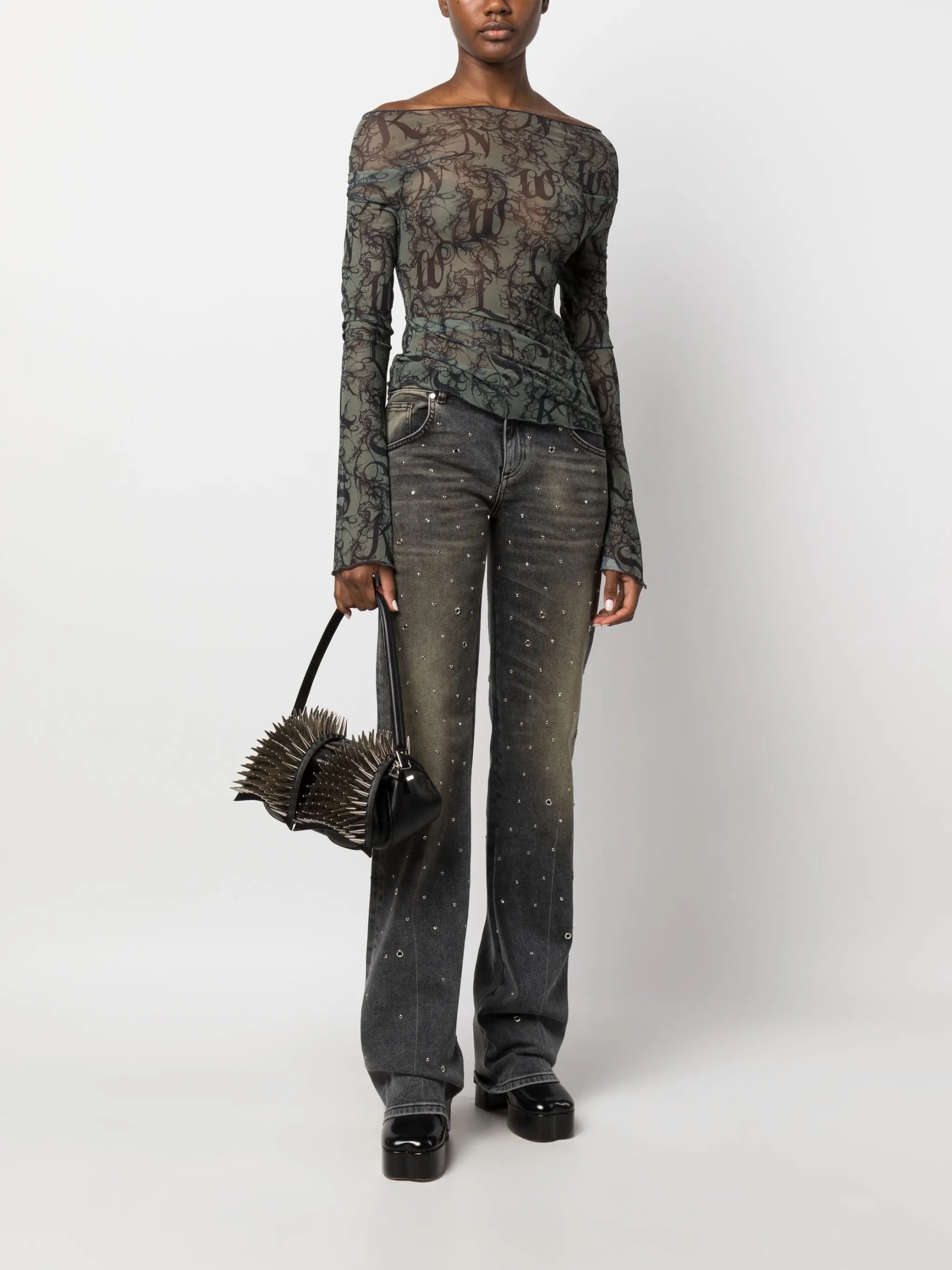 Halcyon Gothic Lace-print top