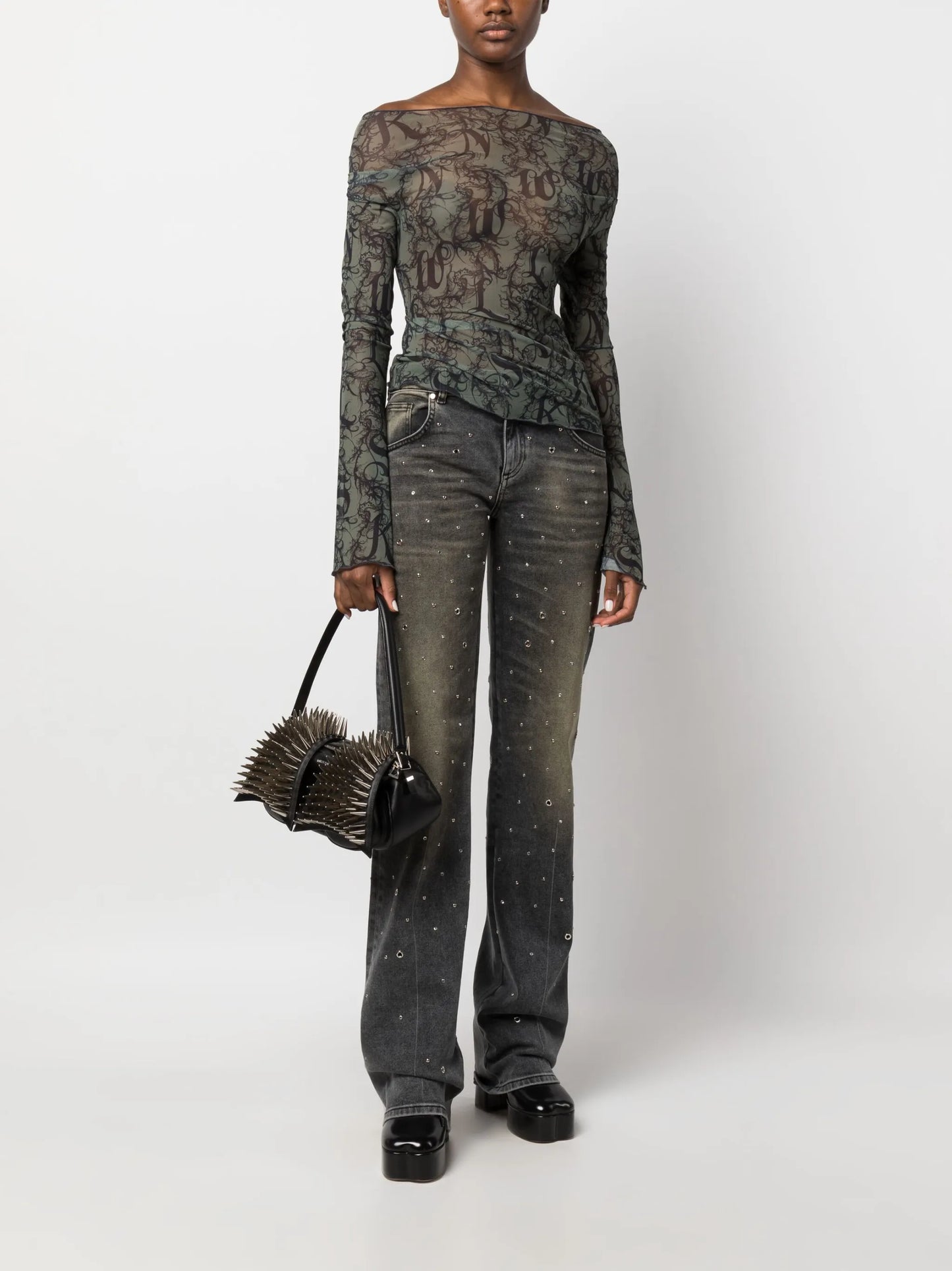 Halcyon Gothic Lace-print top