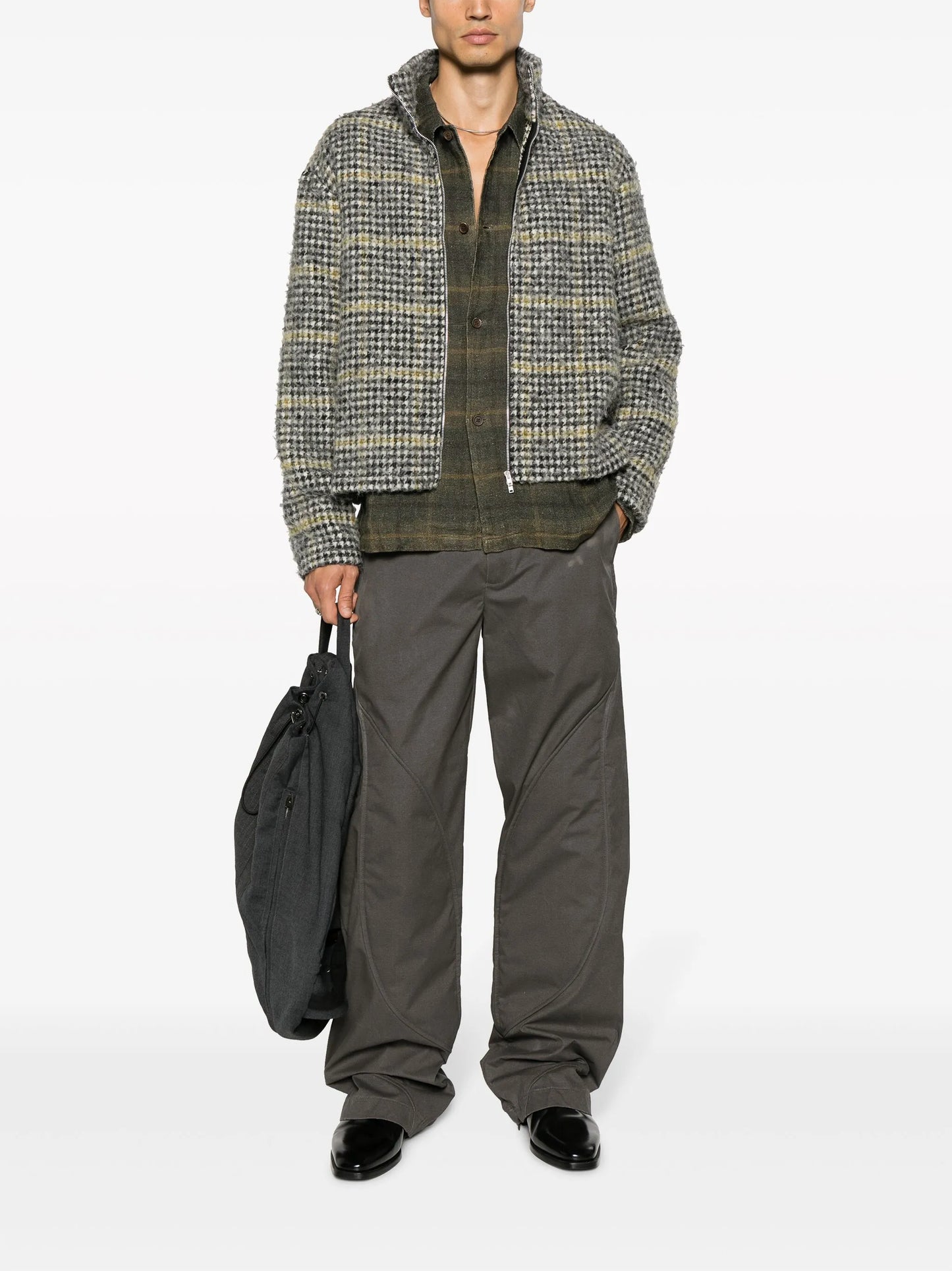Boxy plaid linen shirt