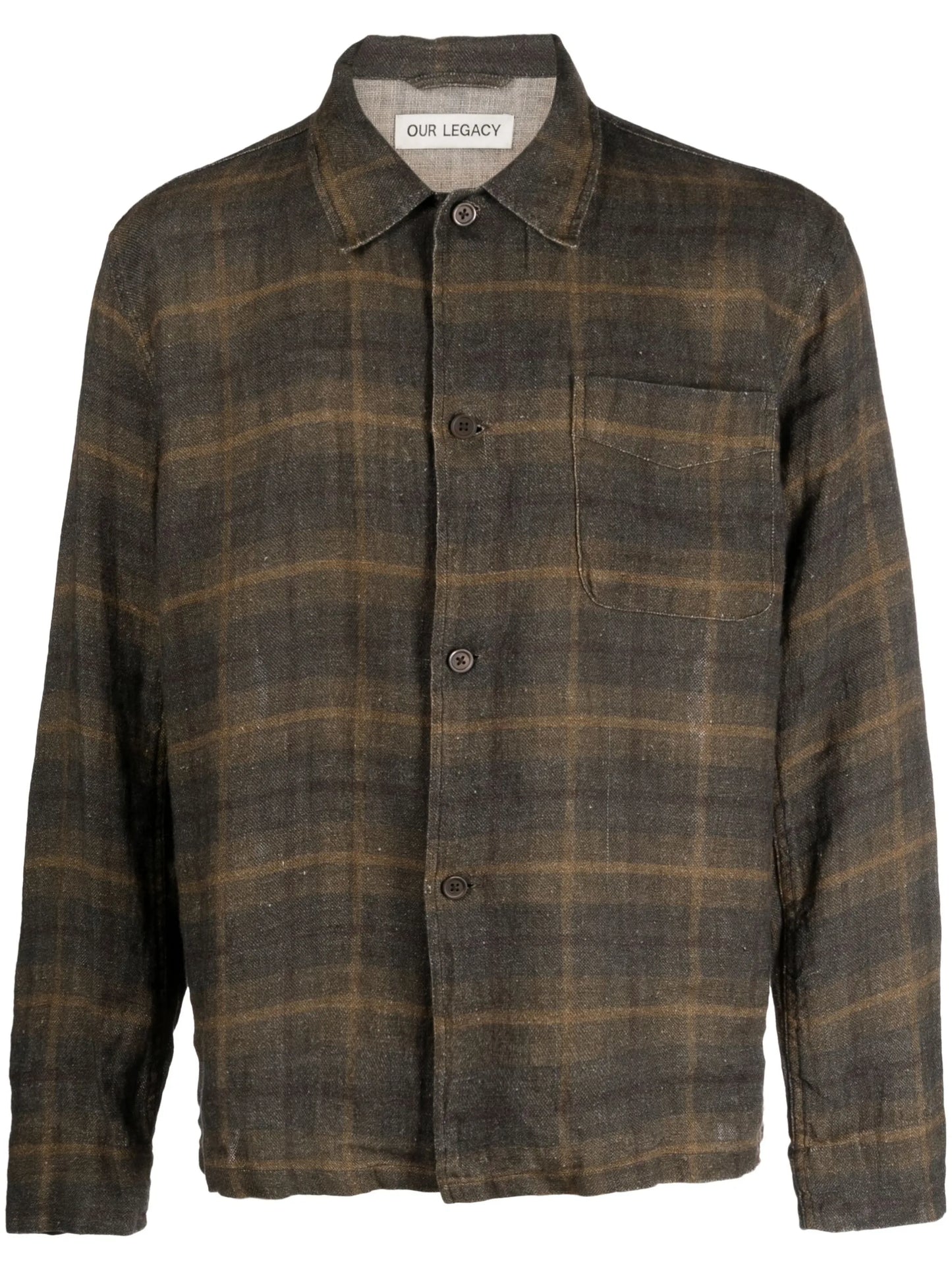 Boxy plaid linen shirt