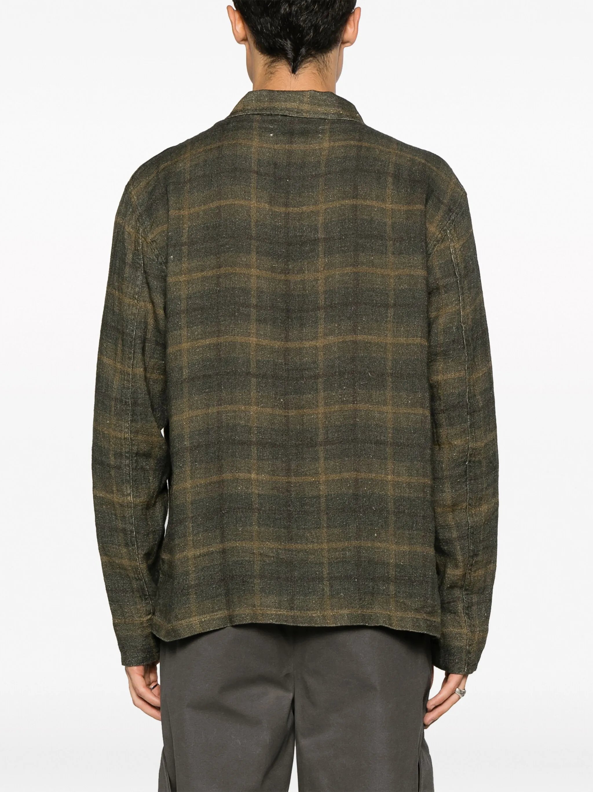 Boxy plaid linen shirt