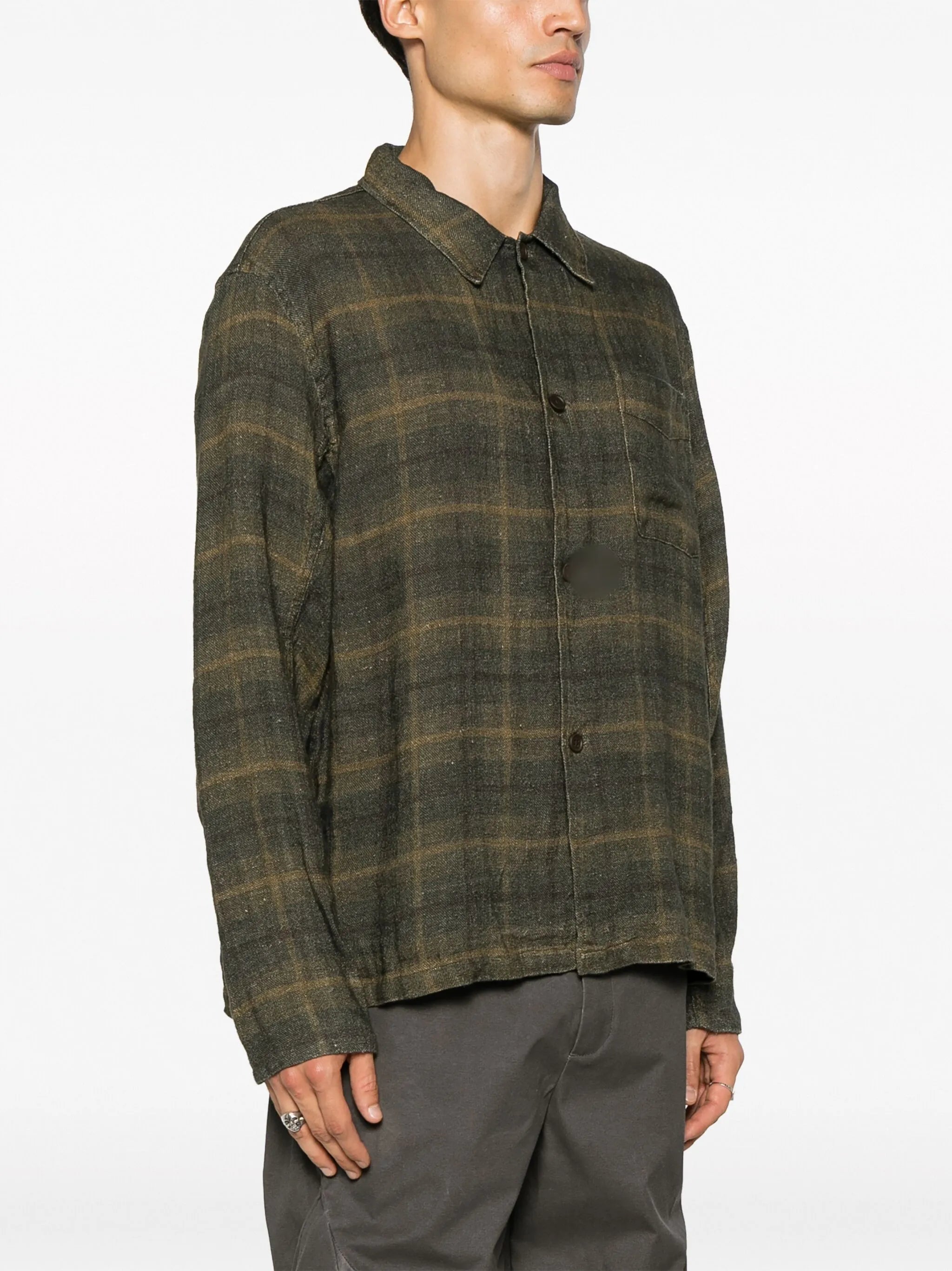 Boxy plaid linen shirt
