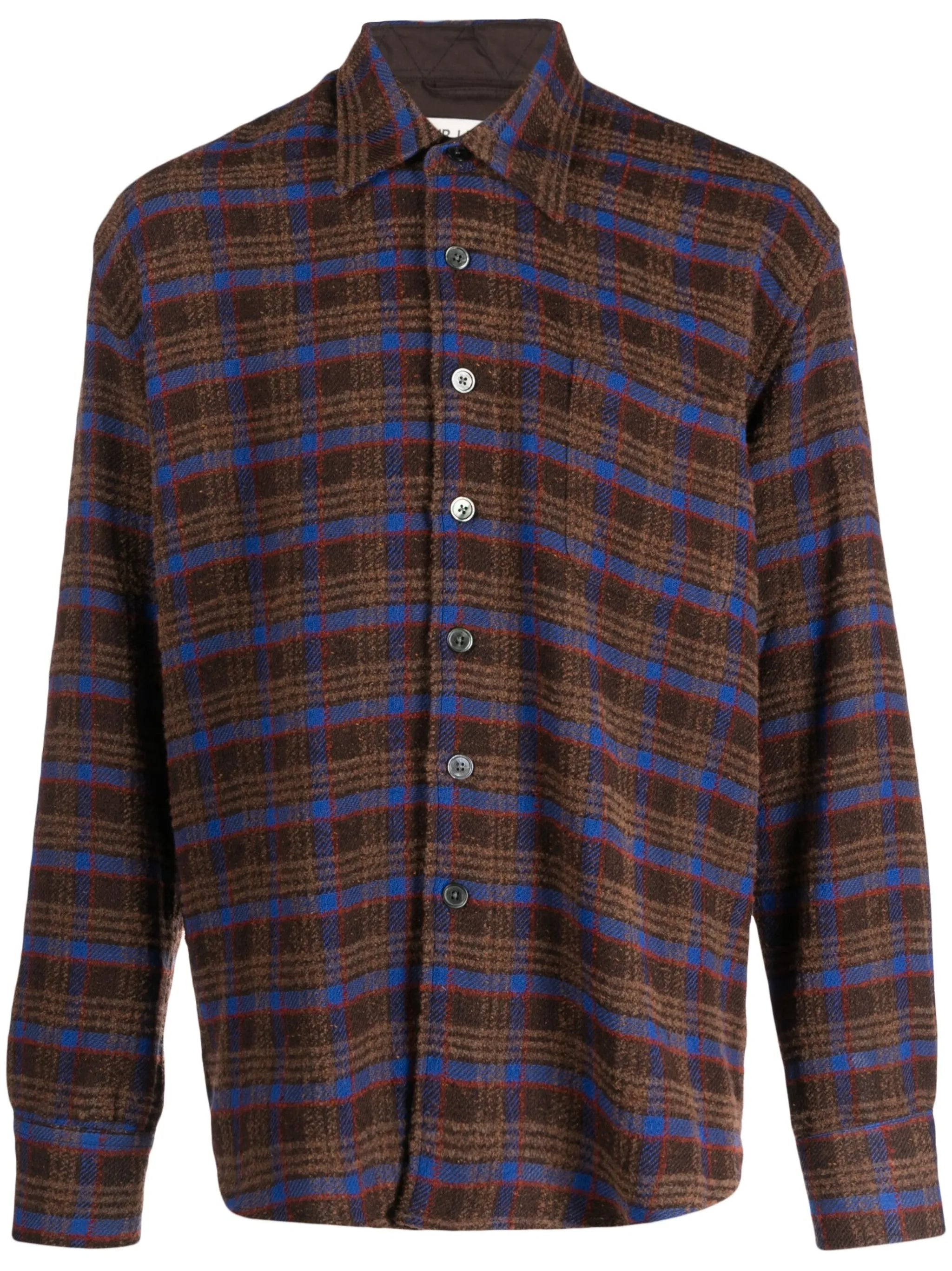 Above plaid linen shirt