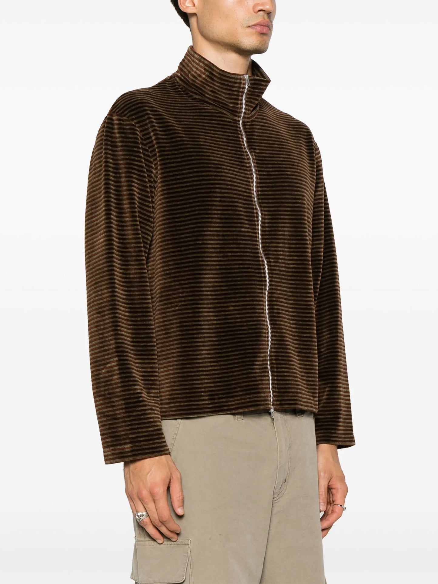 striped zip-up sweatshirt