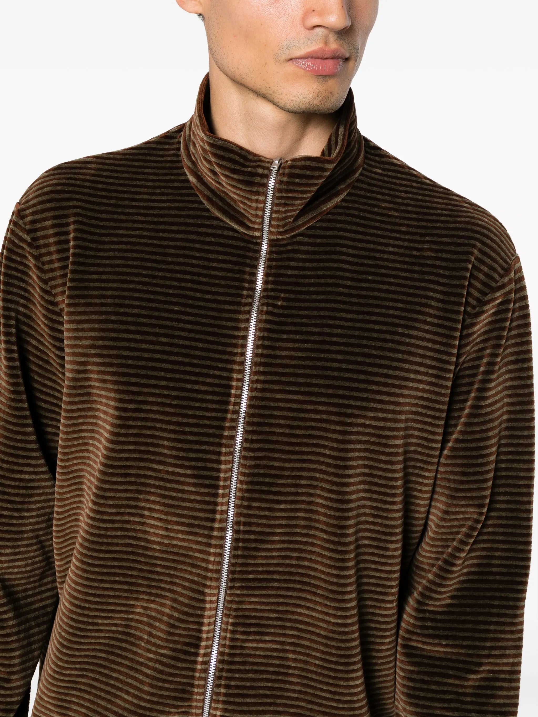 striped zip-up sweatshirt