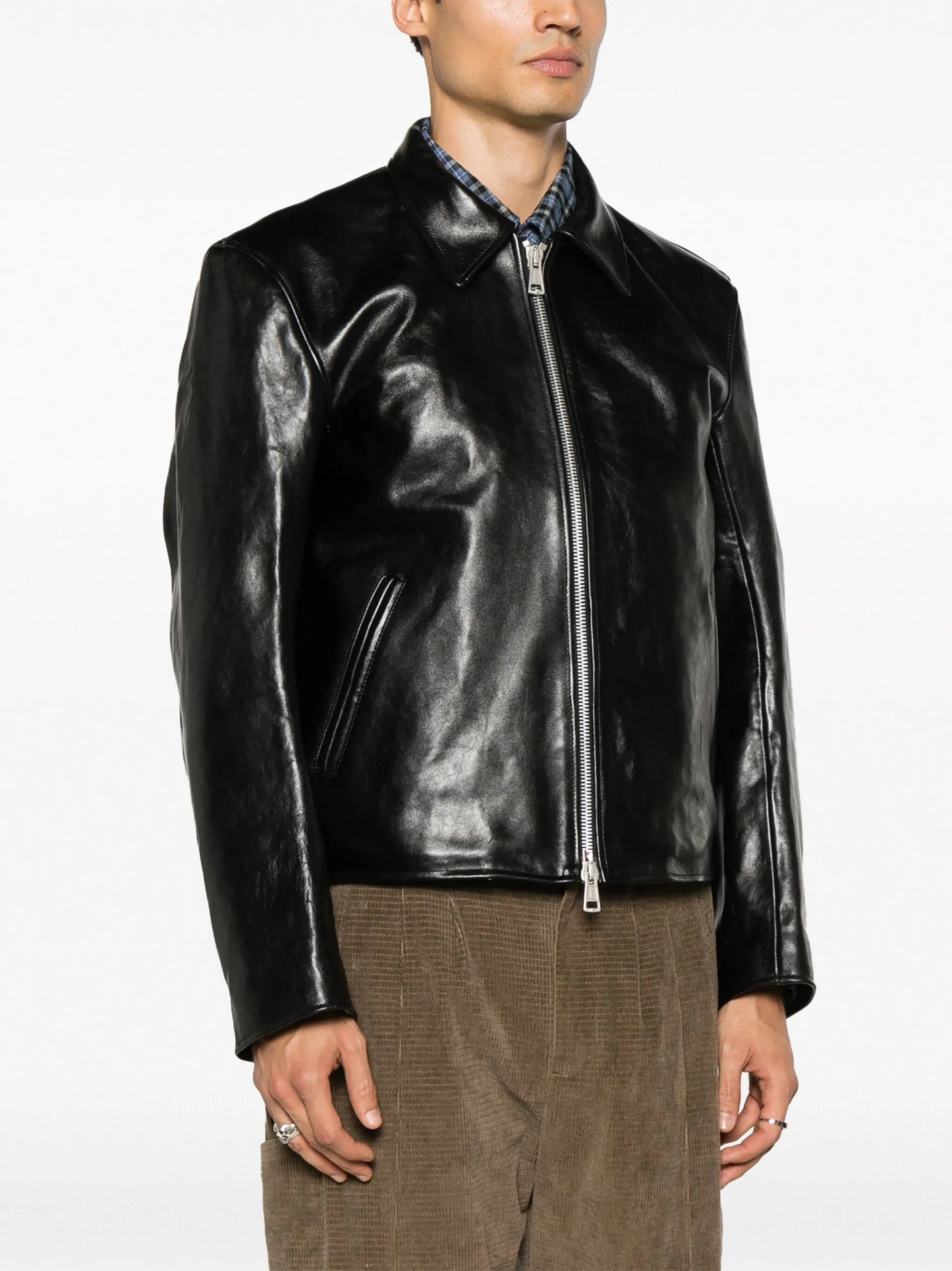 Mini leather zipped jacket