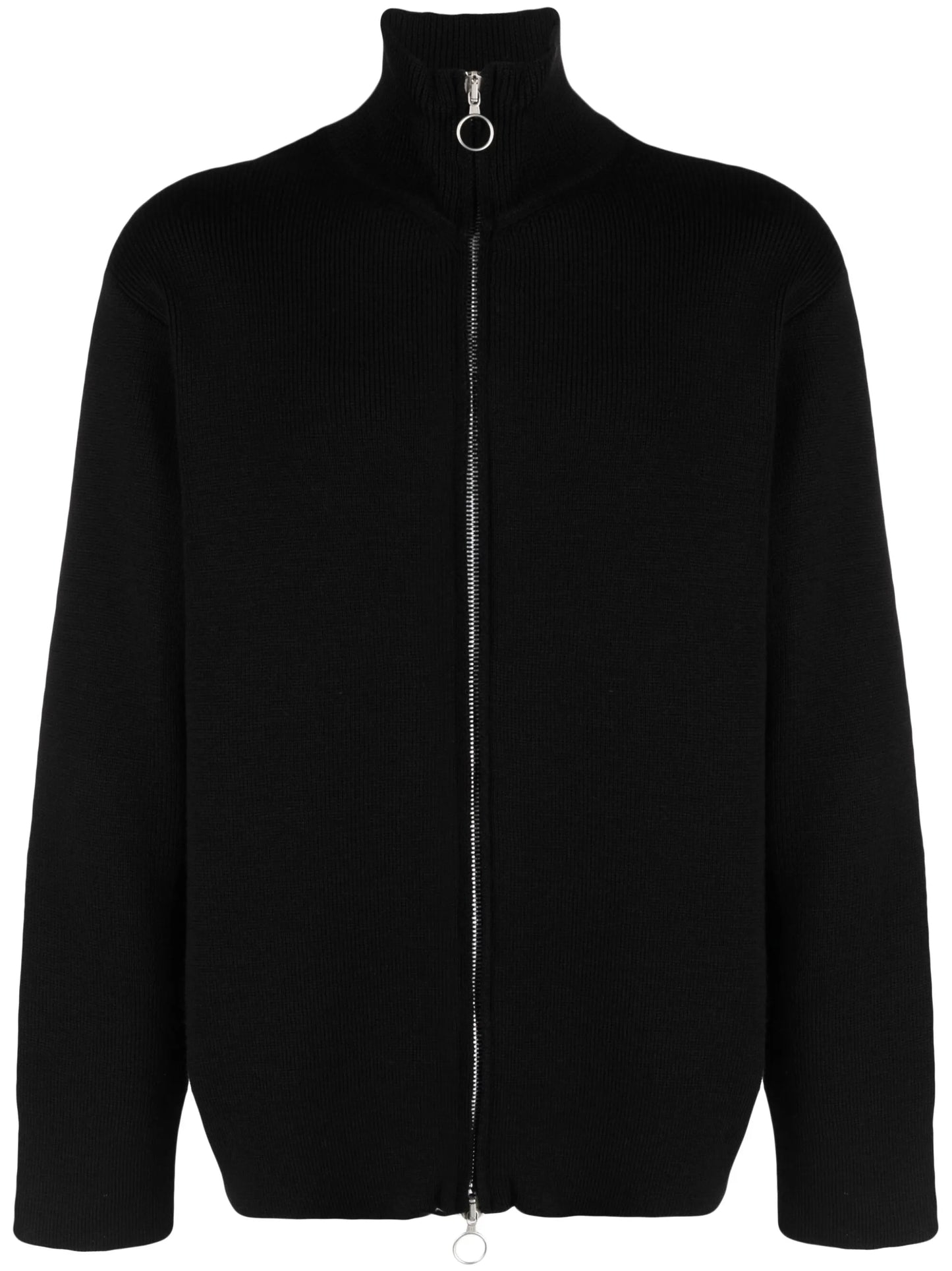 zip-up wool cardigan