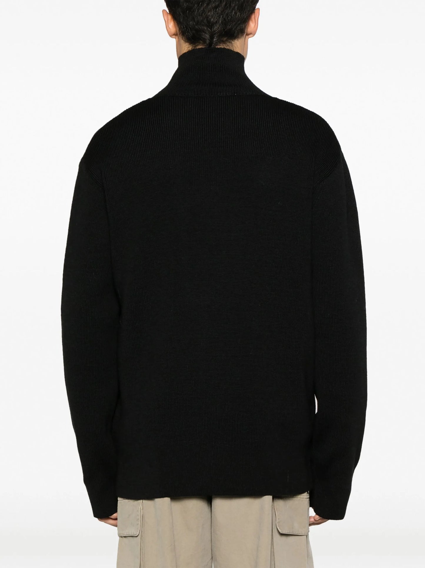 zip-up wool cardigan