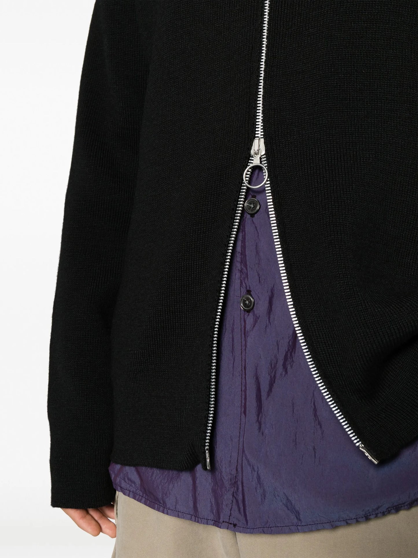 zip-up wool cardigan