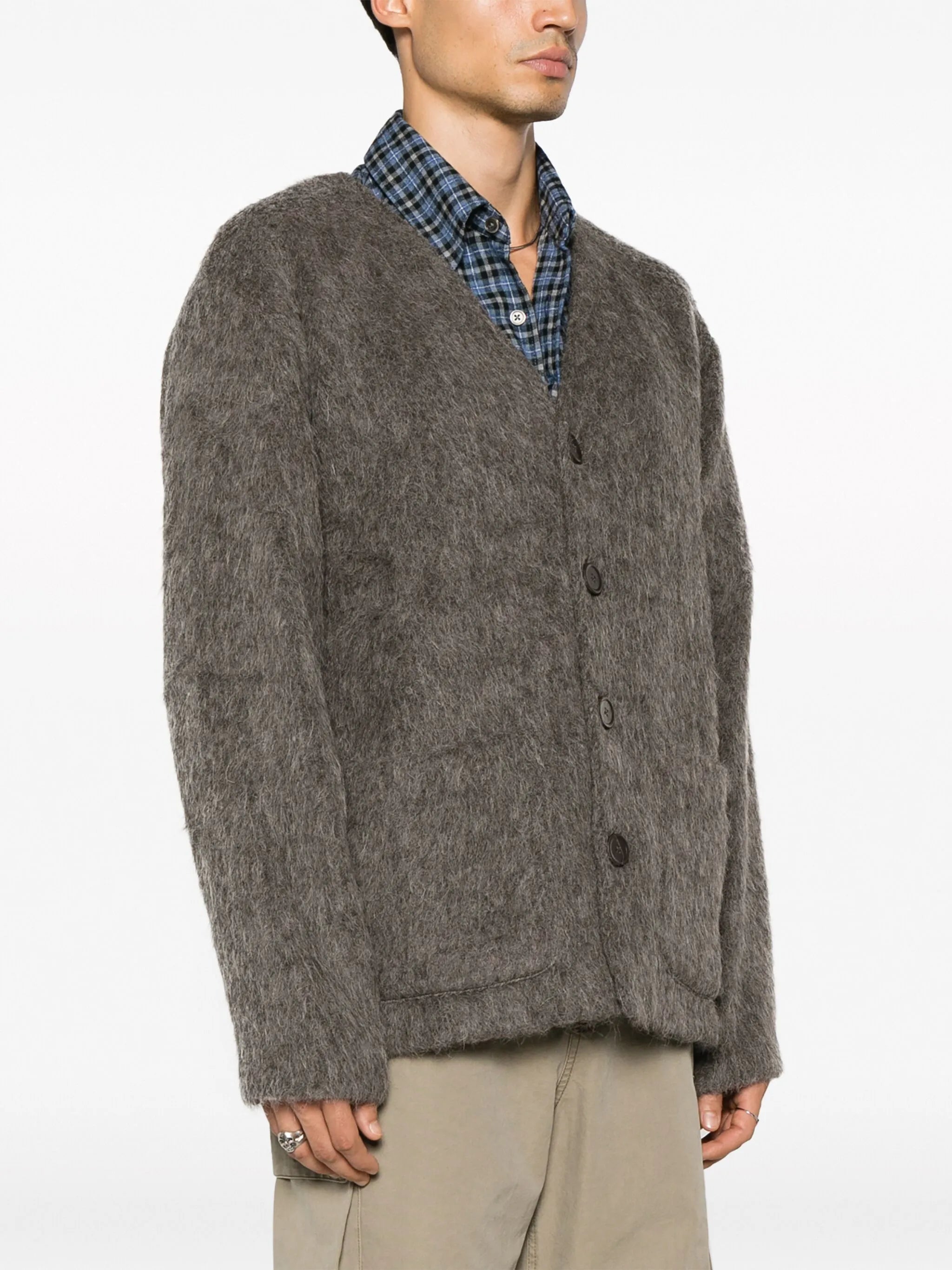 V-neck button-up cardigan