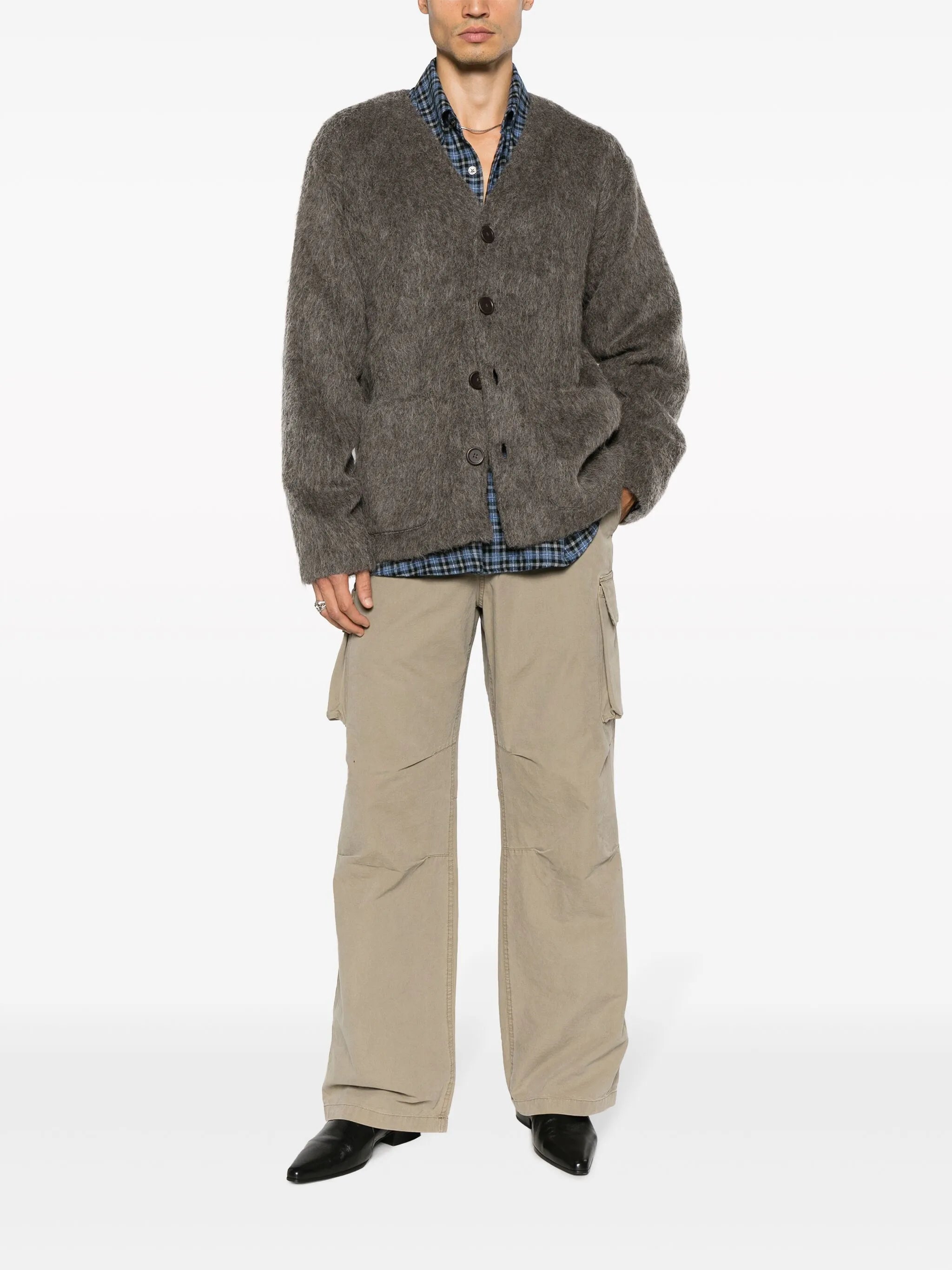 V-neck button-up cardigan