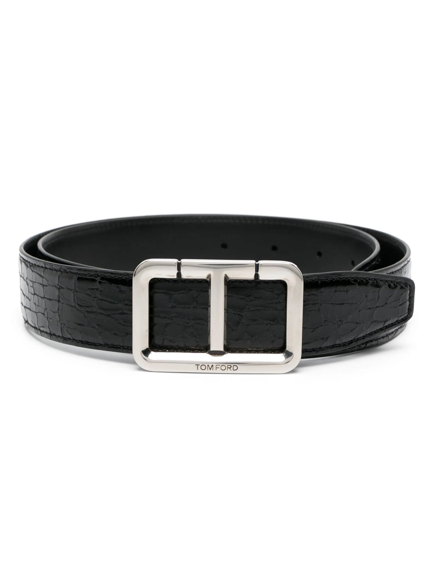 logo-buckle leather belt