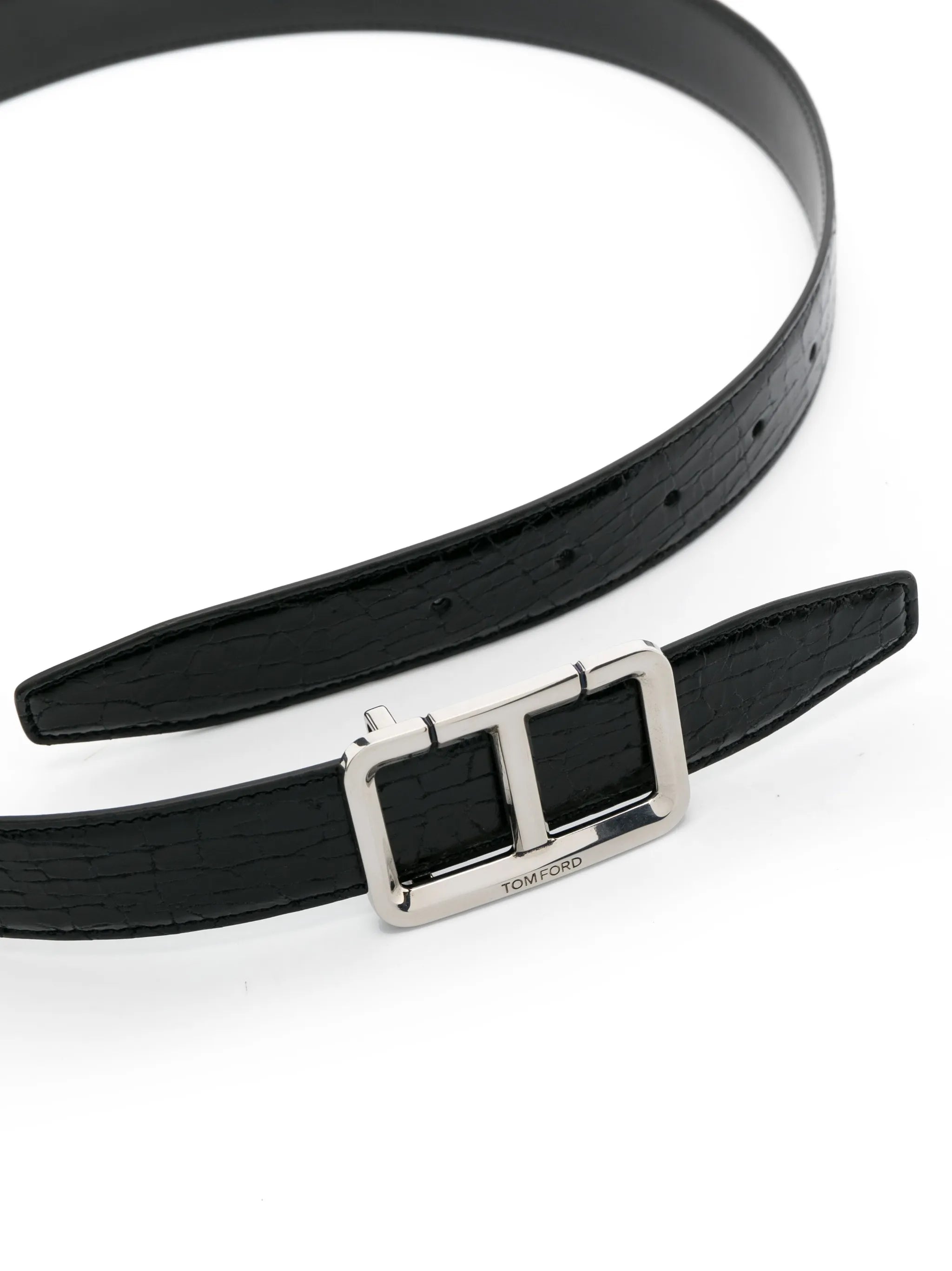 logo-buckle leather belt