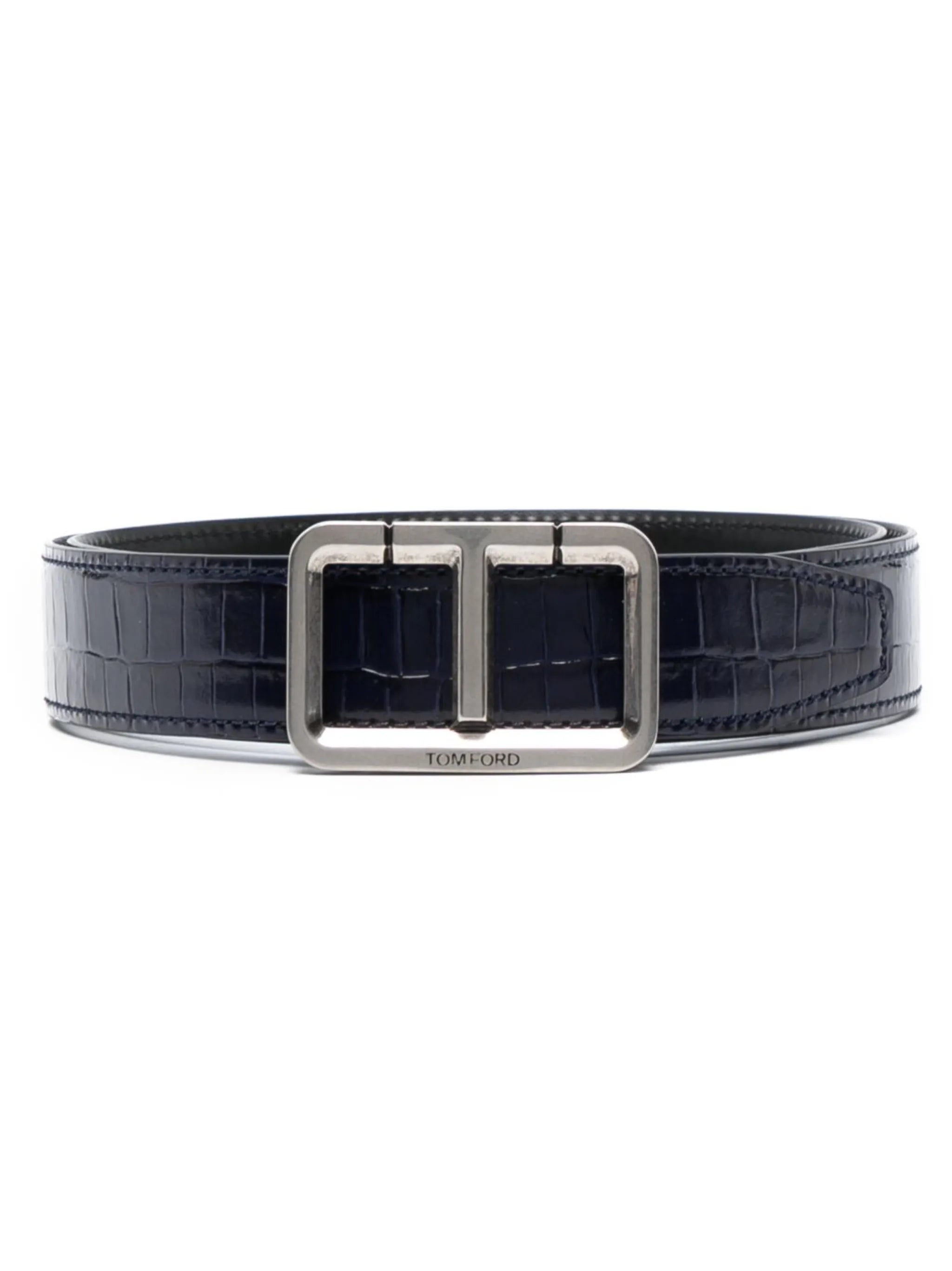 logo-buckle leather belt