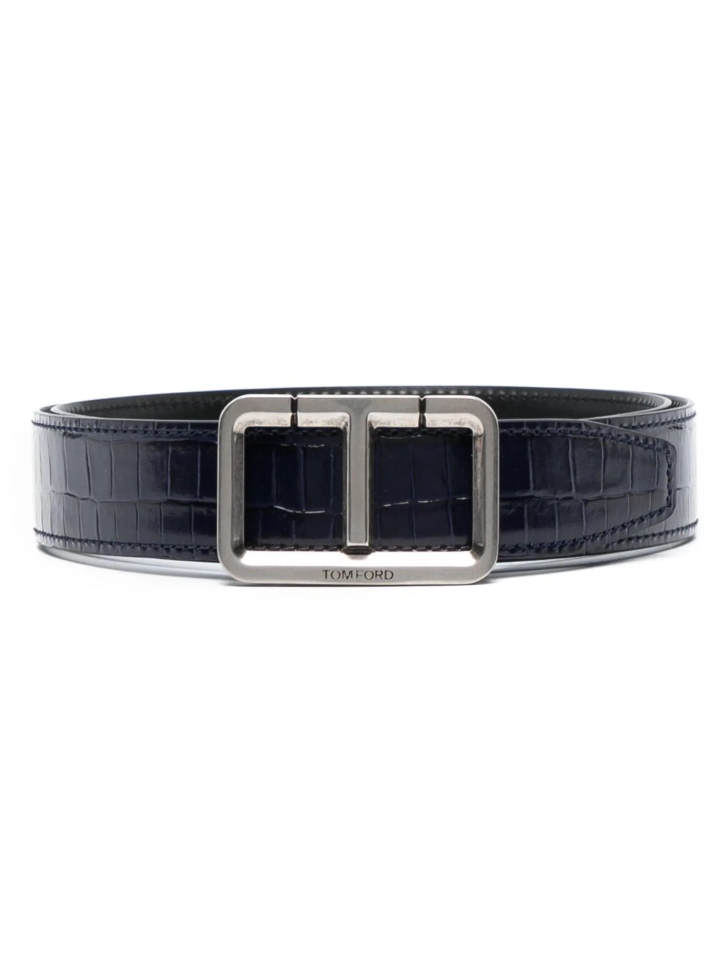 logo-buckle leather belt