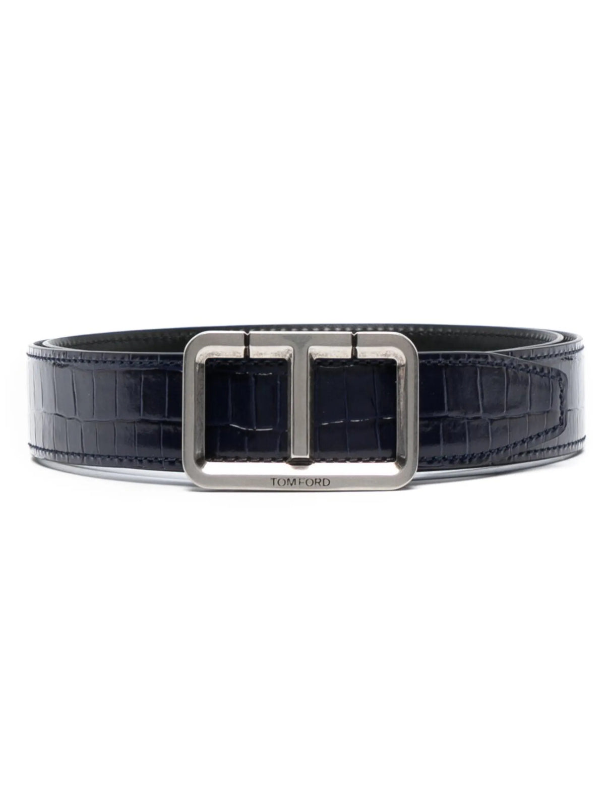 logo-buckle leather belt