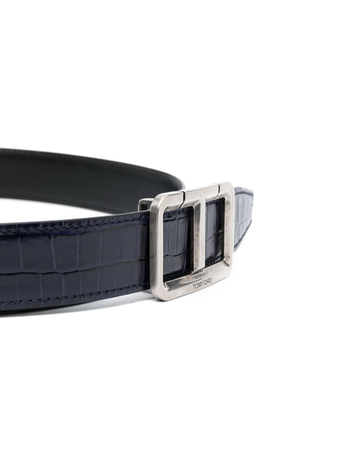 logo-buckle leather belt