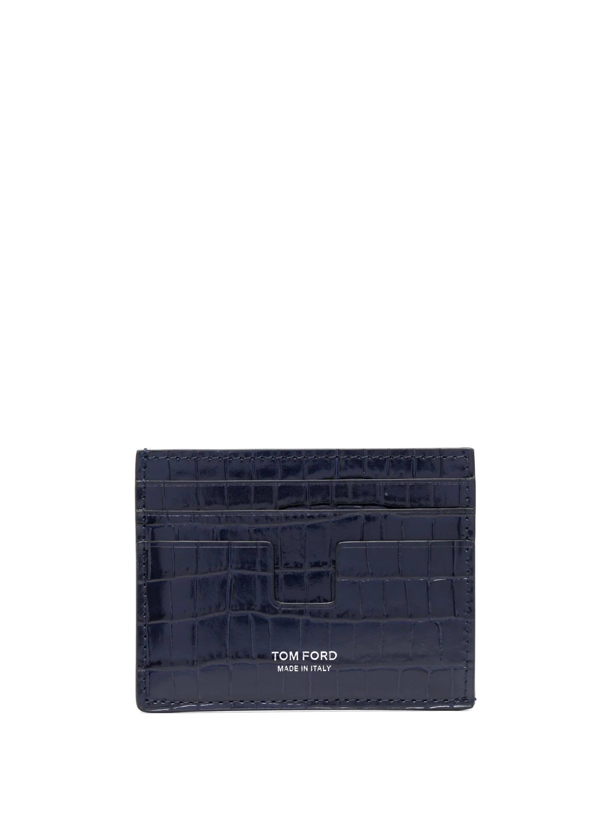 crocodile-effect leather cardholder