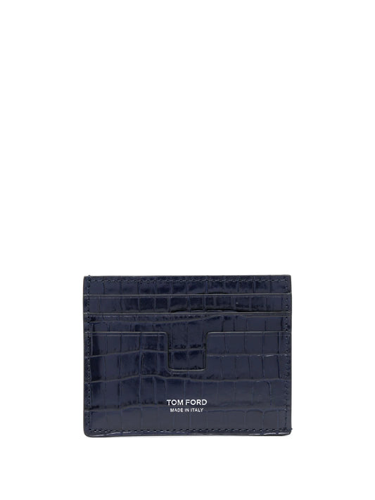 crocodile-effect leather cardholder