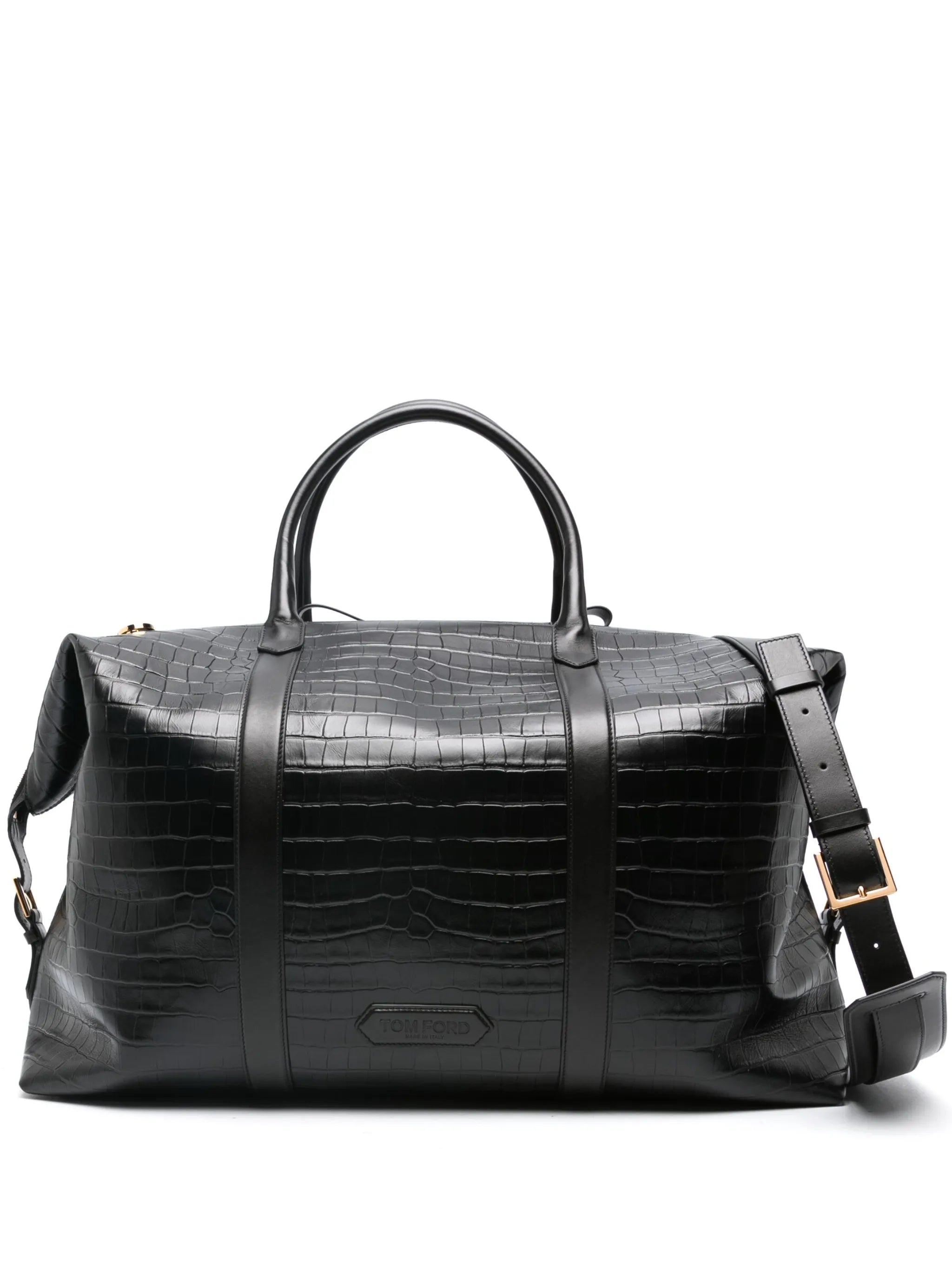 crocodile-effect leather holdall
