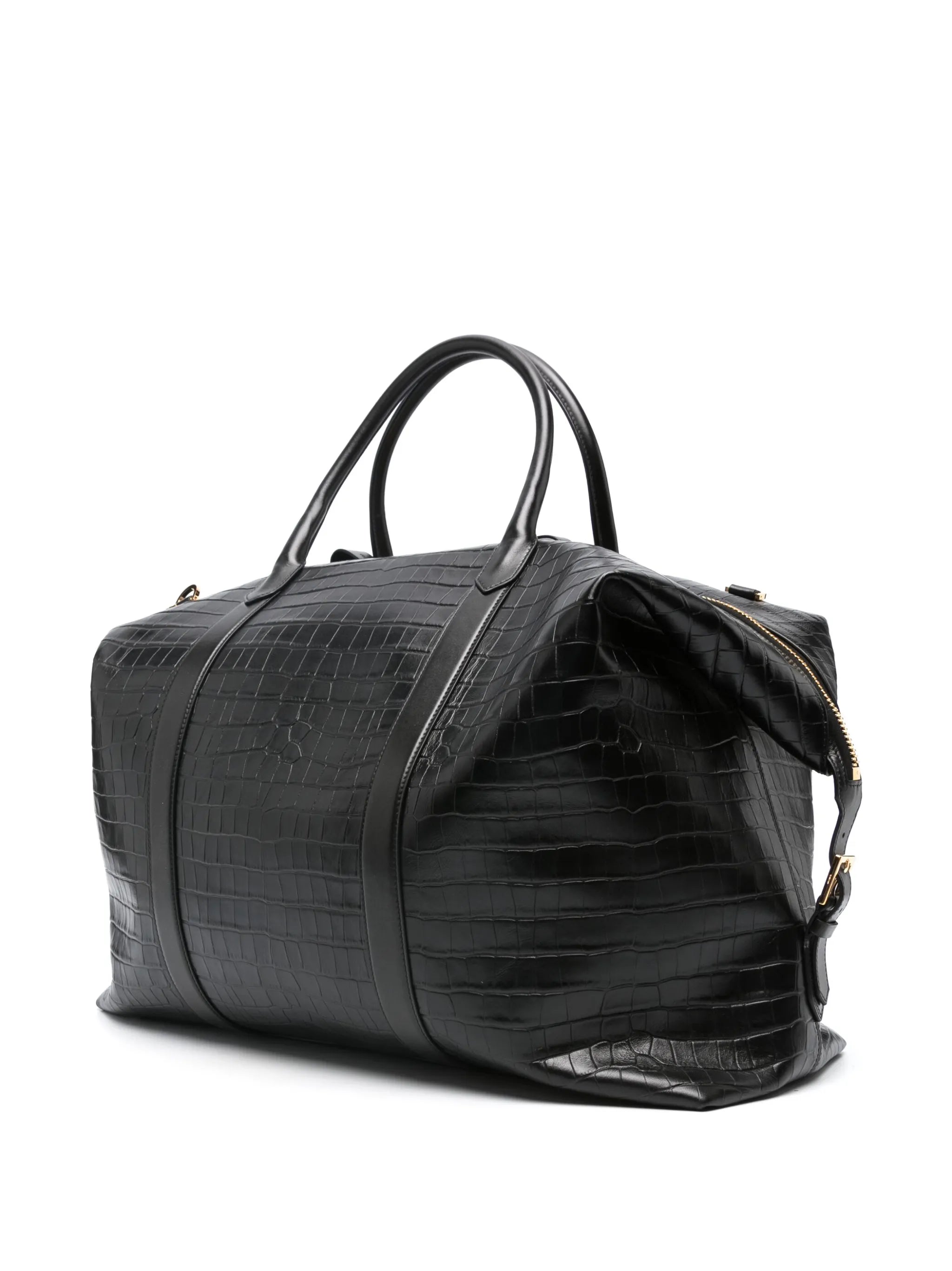 crocodile-effect leather holdall