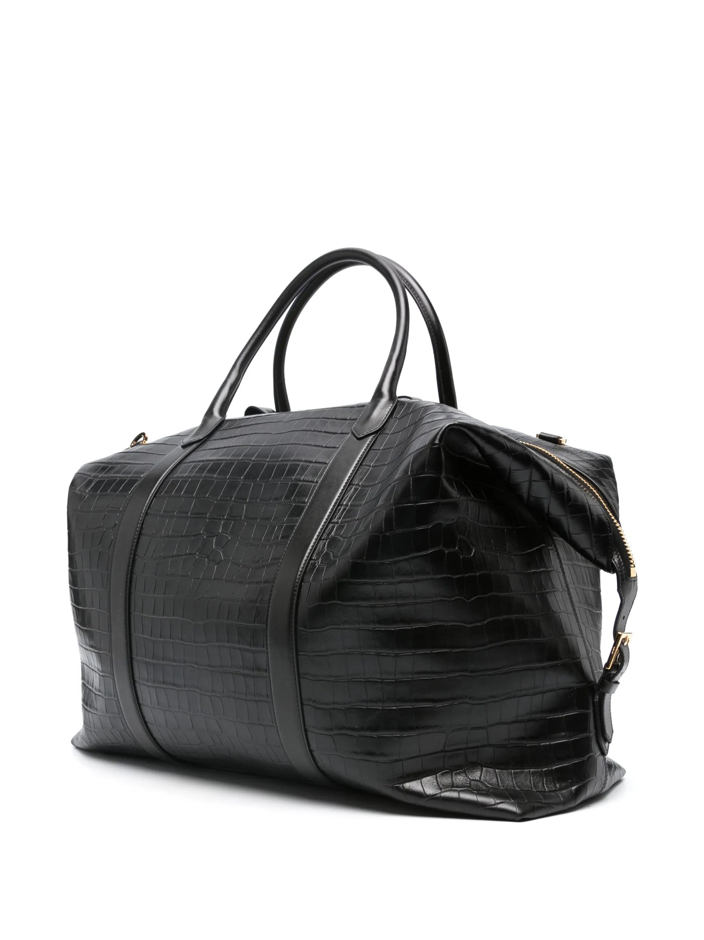 crocodile-effect leather holdall