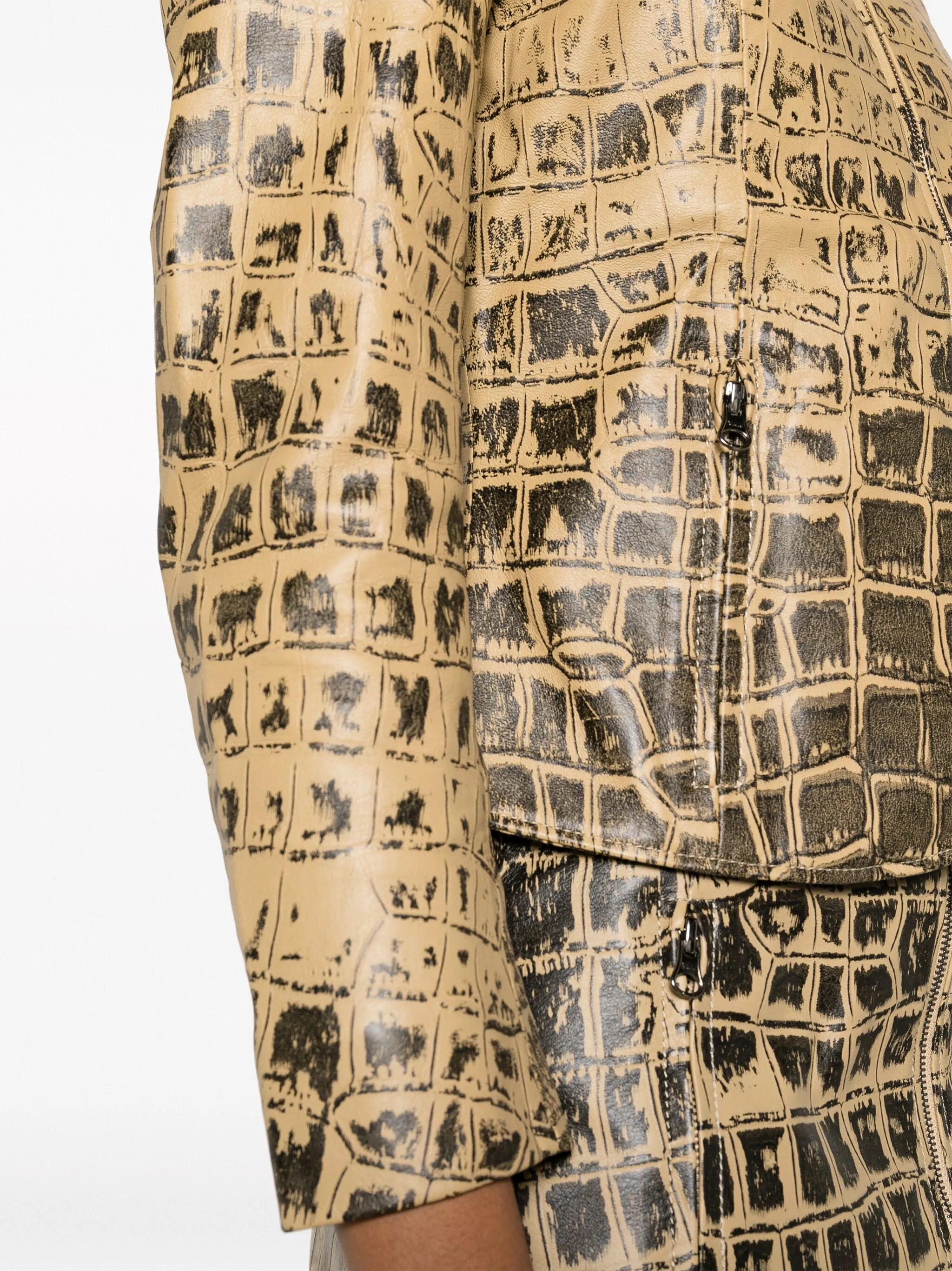 Scythe crocodile-print leather jacket