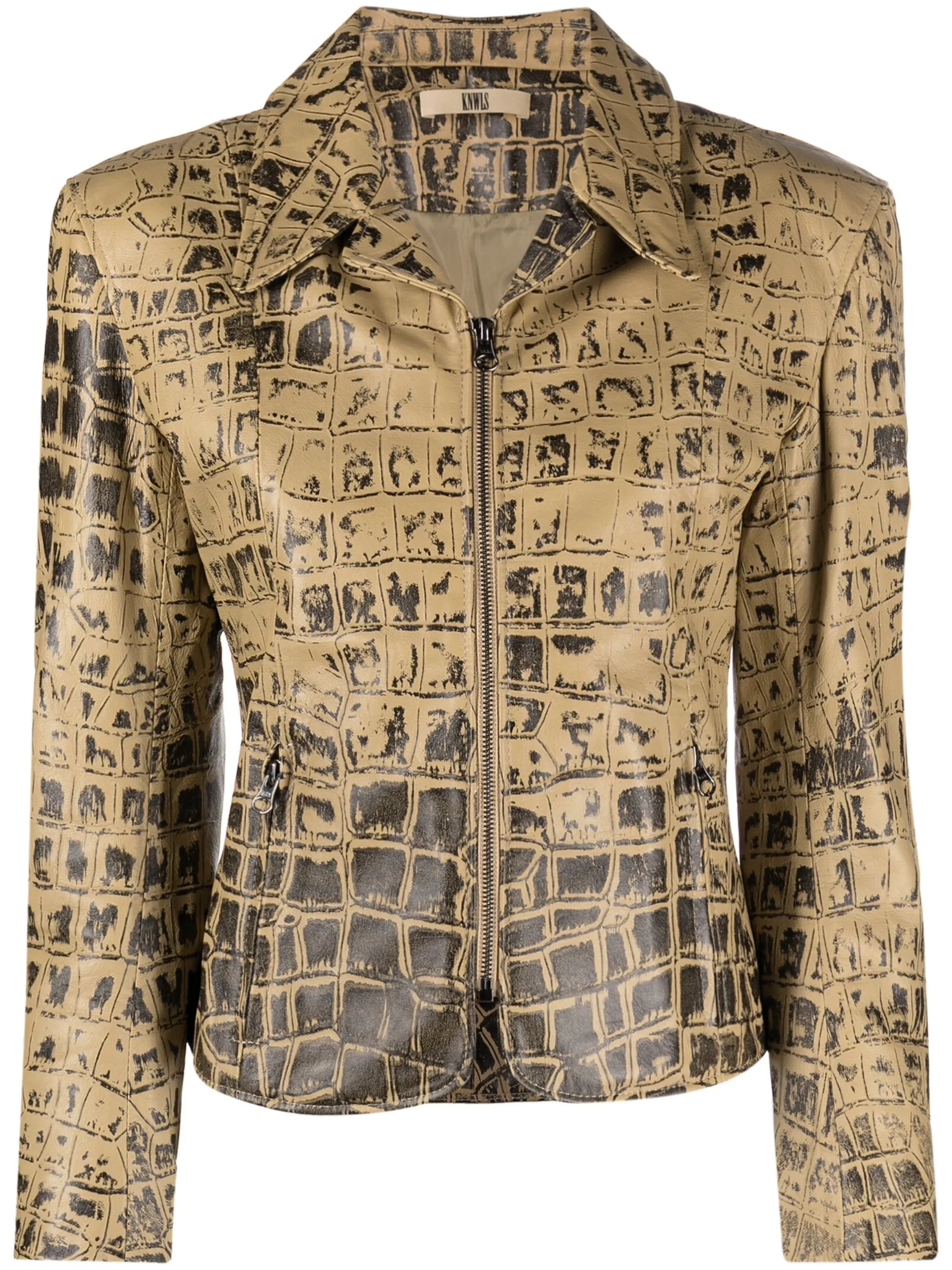Scythe crocodile-print leather jacket