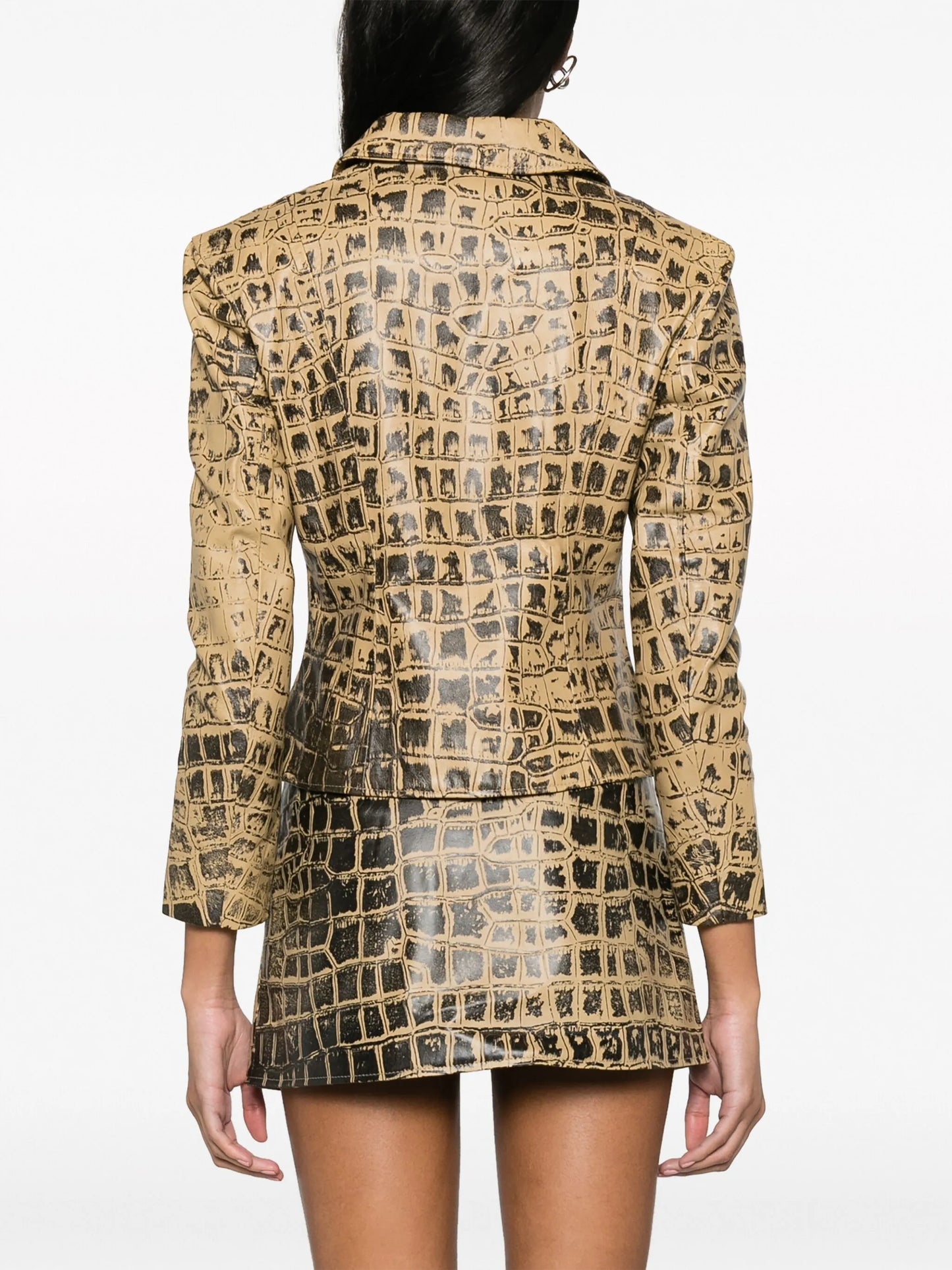 Scythe crocodile-print leather jacket