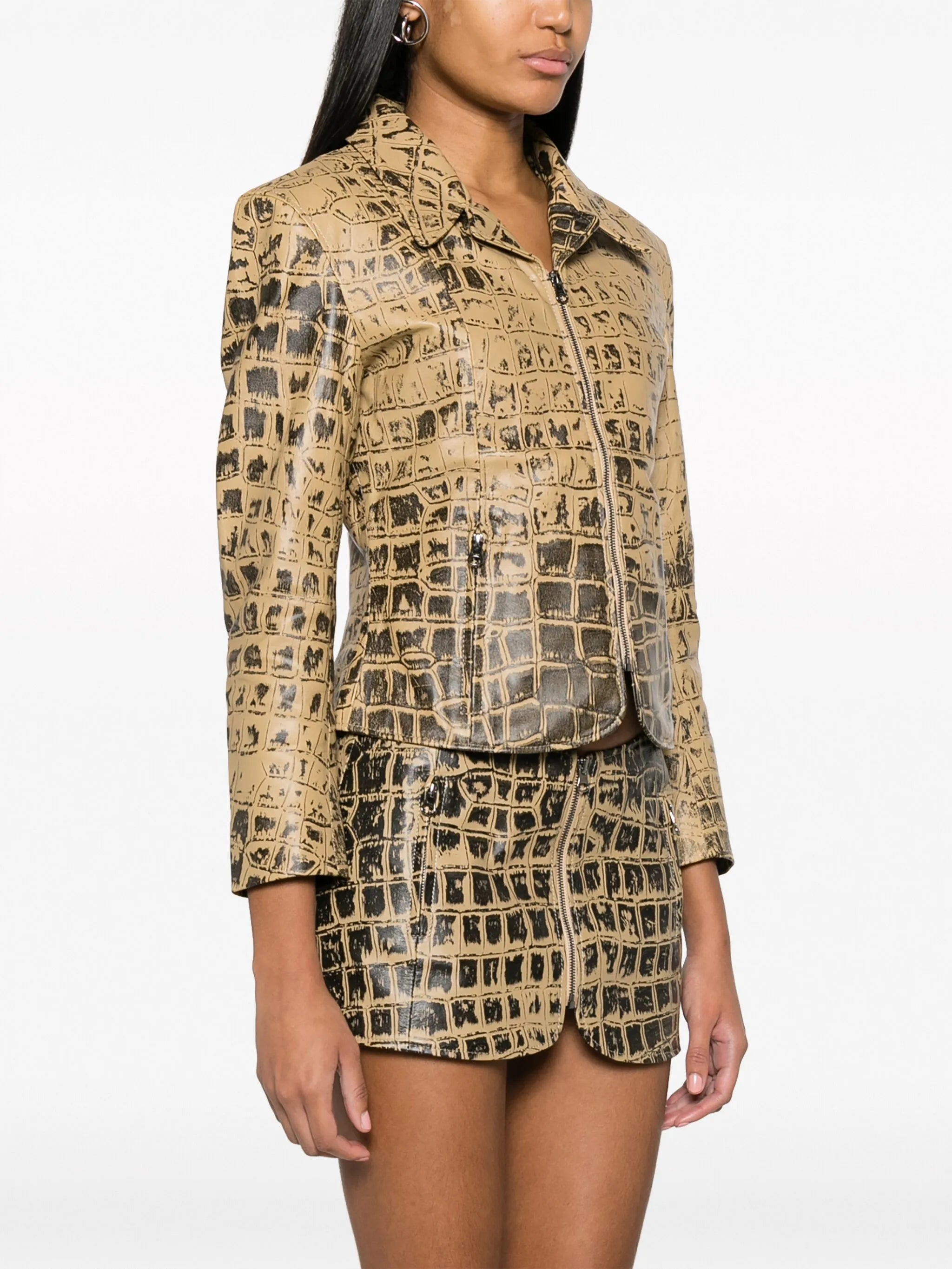 Scythe crocodile-print leather jacket