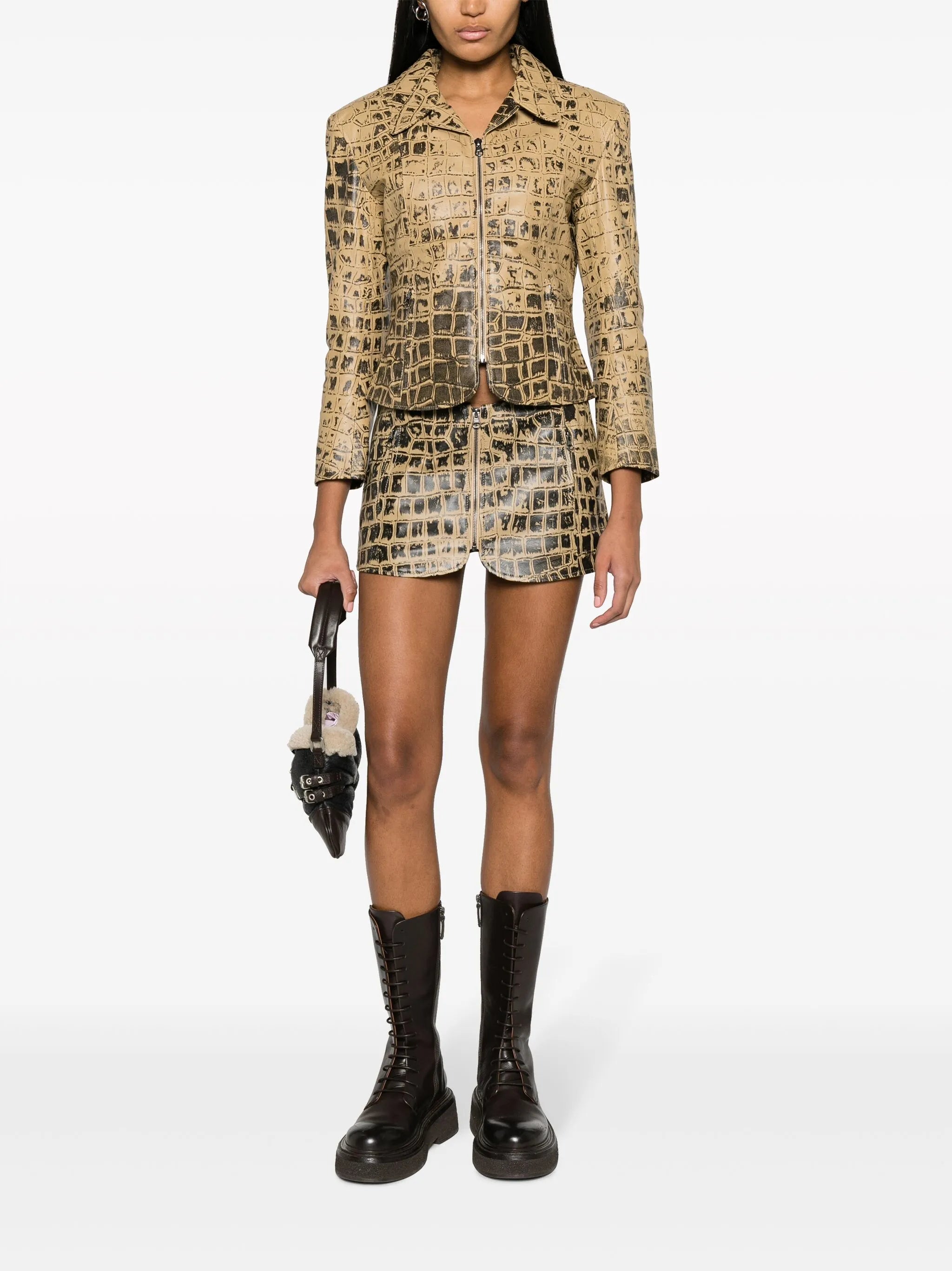 Scythe crocodile-print leather jacket