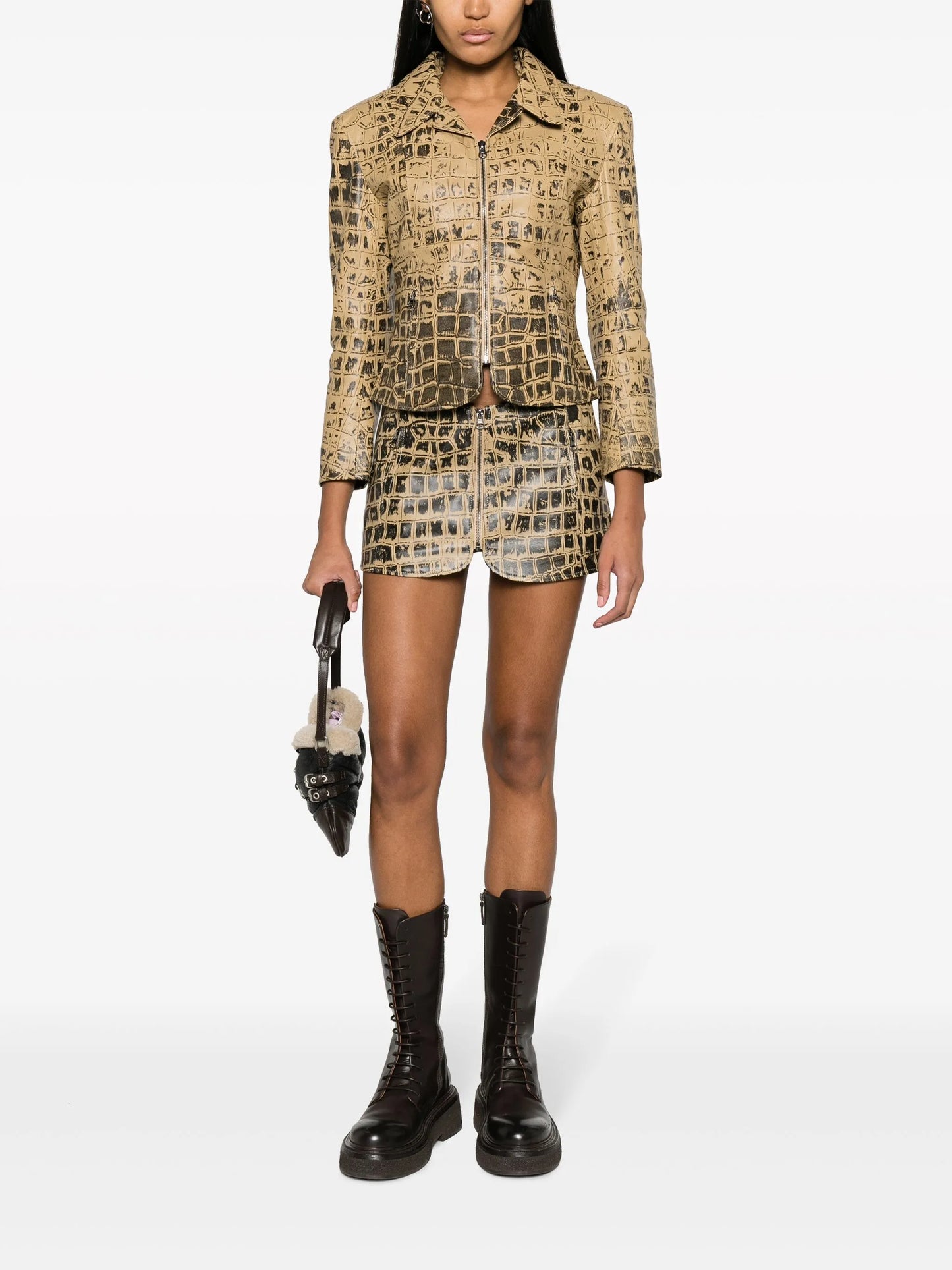 Scythe crocodile-print miniskirt
