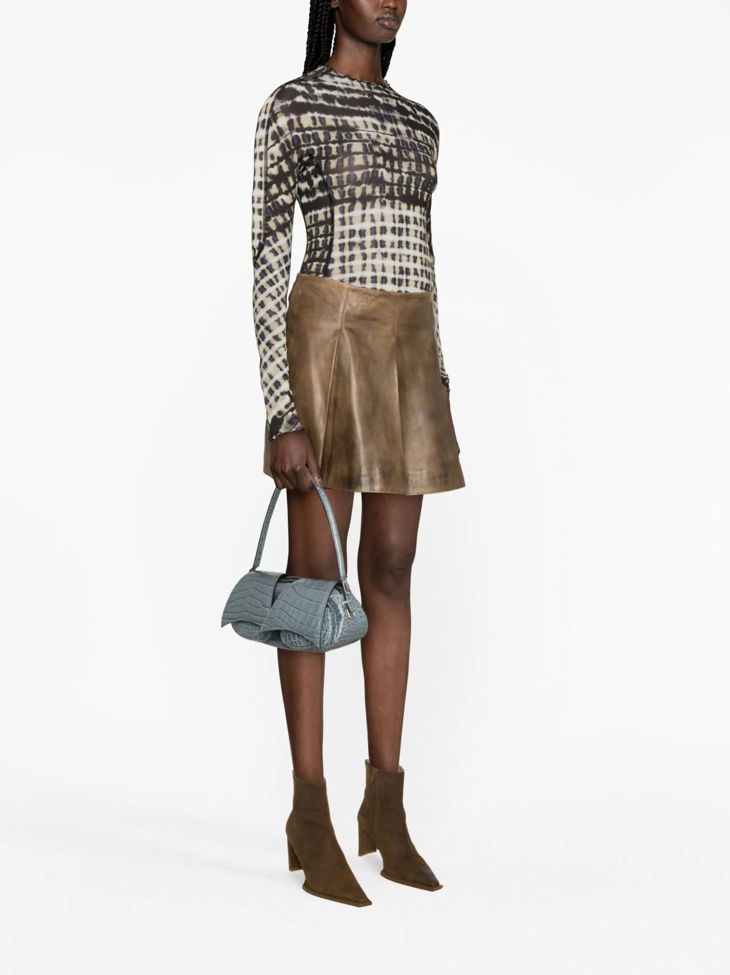 Halcyon plaid mesh top