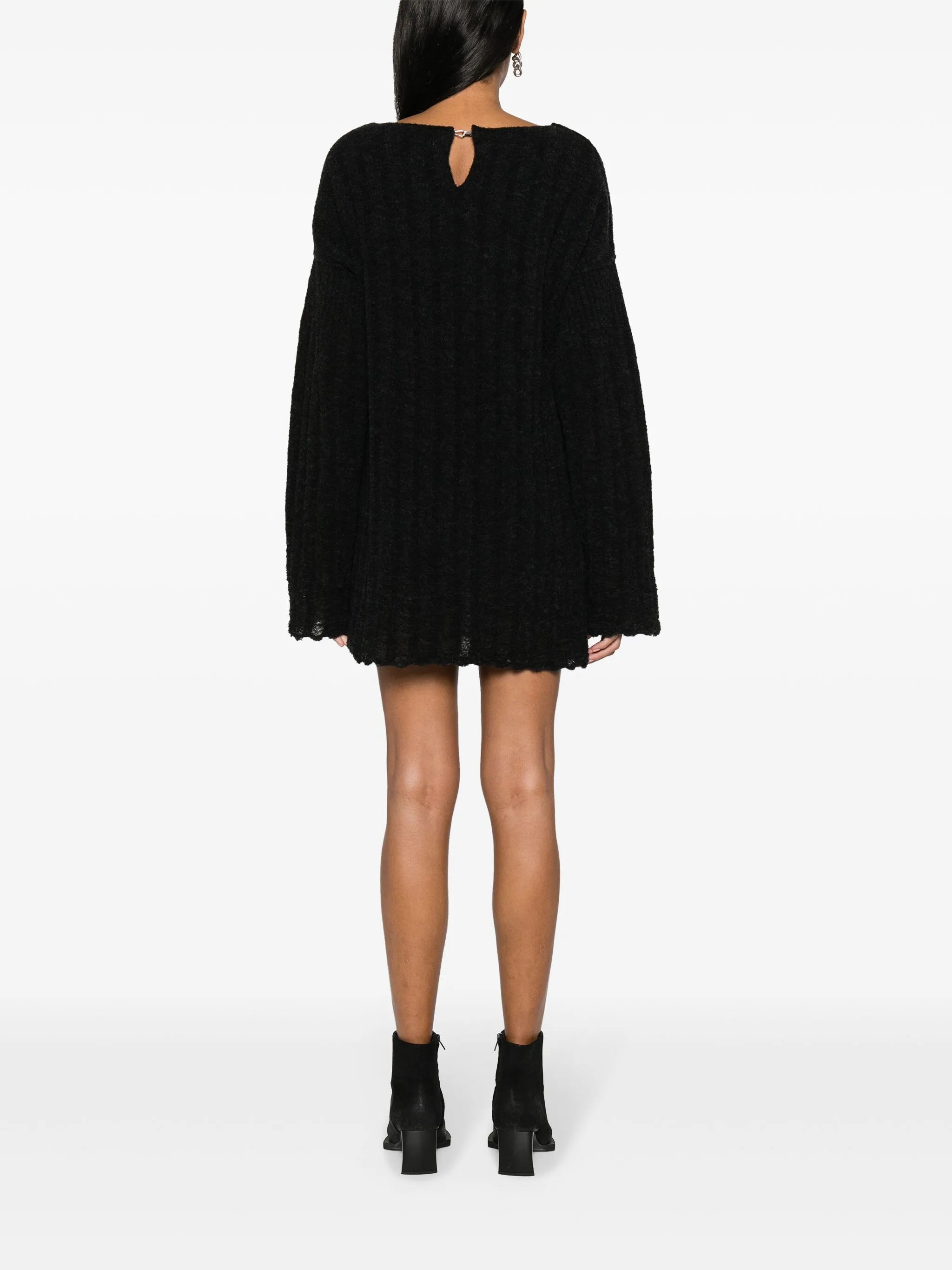 keyhole-neck wool-blend minidress