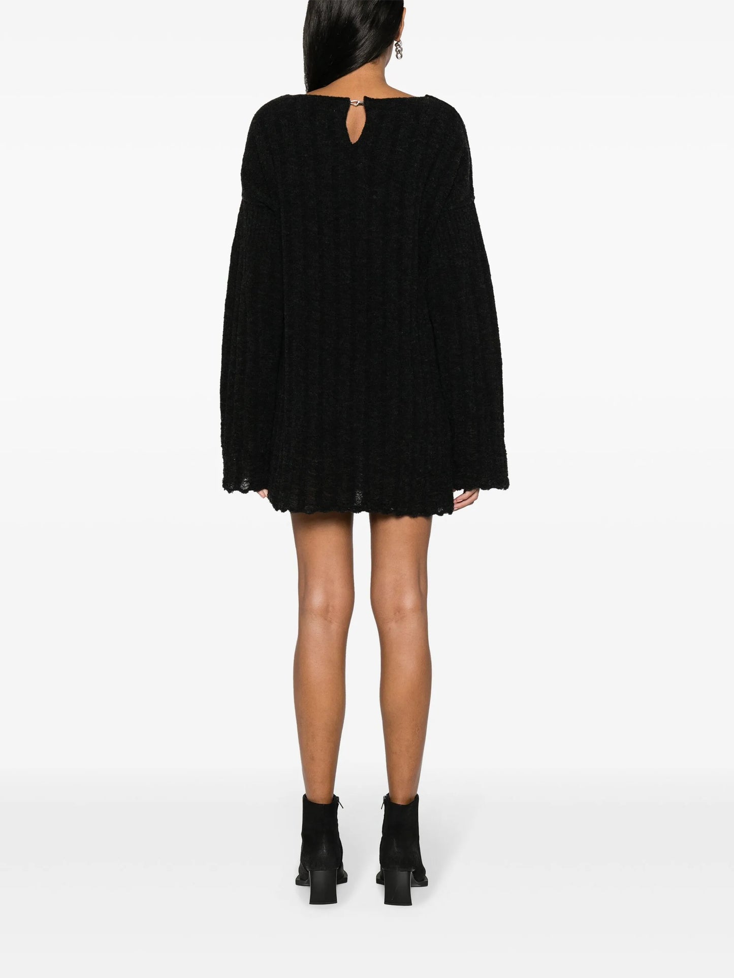 keyhole-neck wool-blend minidress