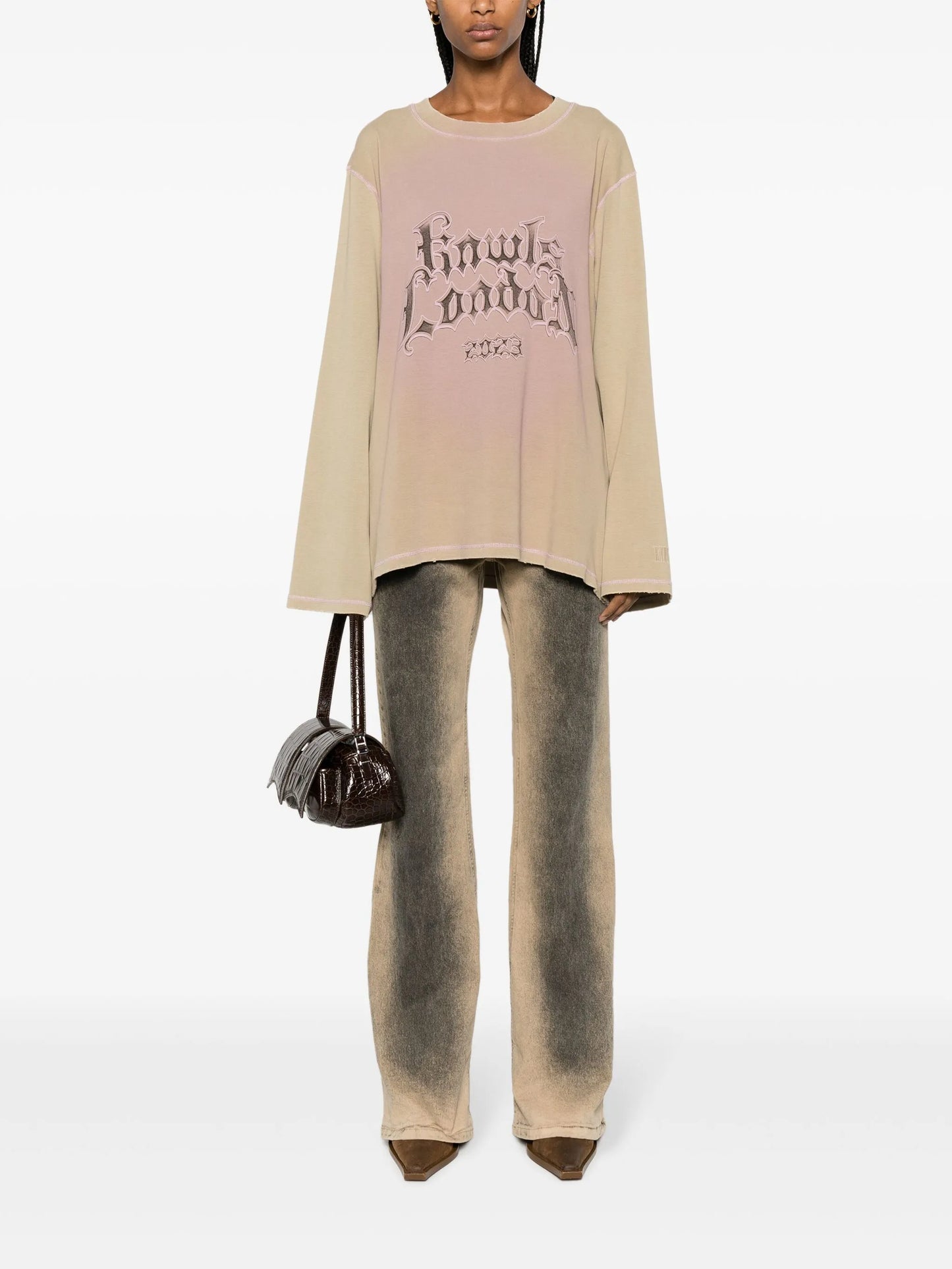 text-print distressed T-shirt