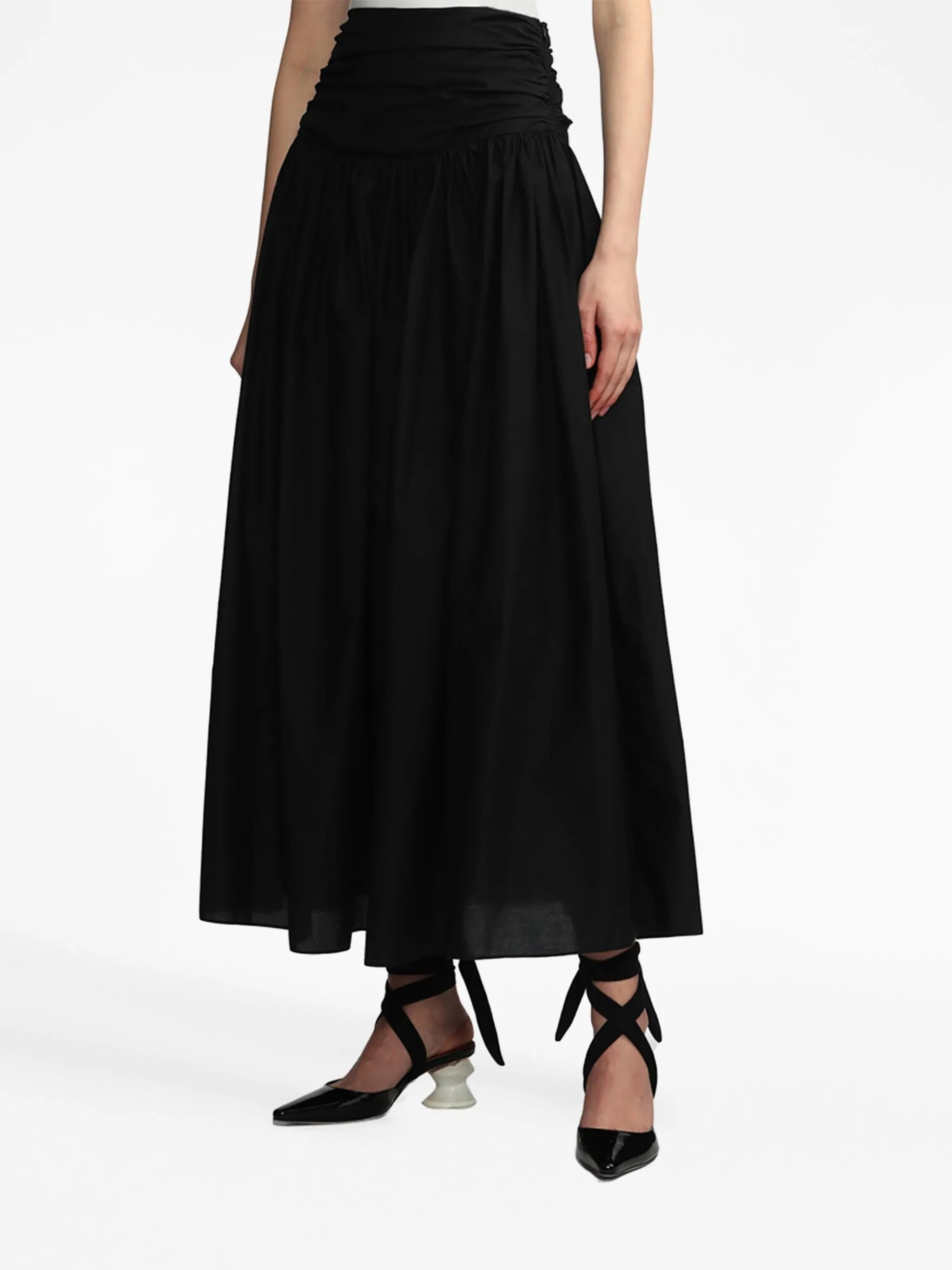 high-waisted cotton maxi skirt