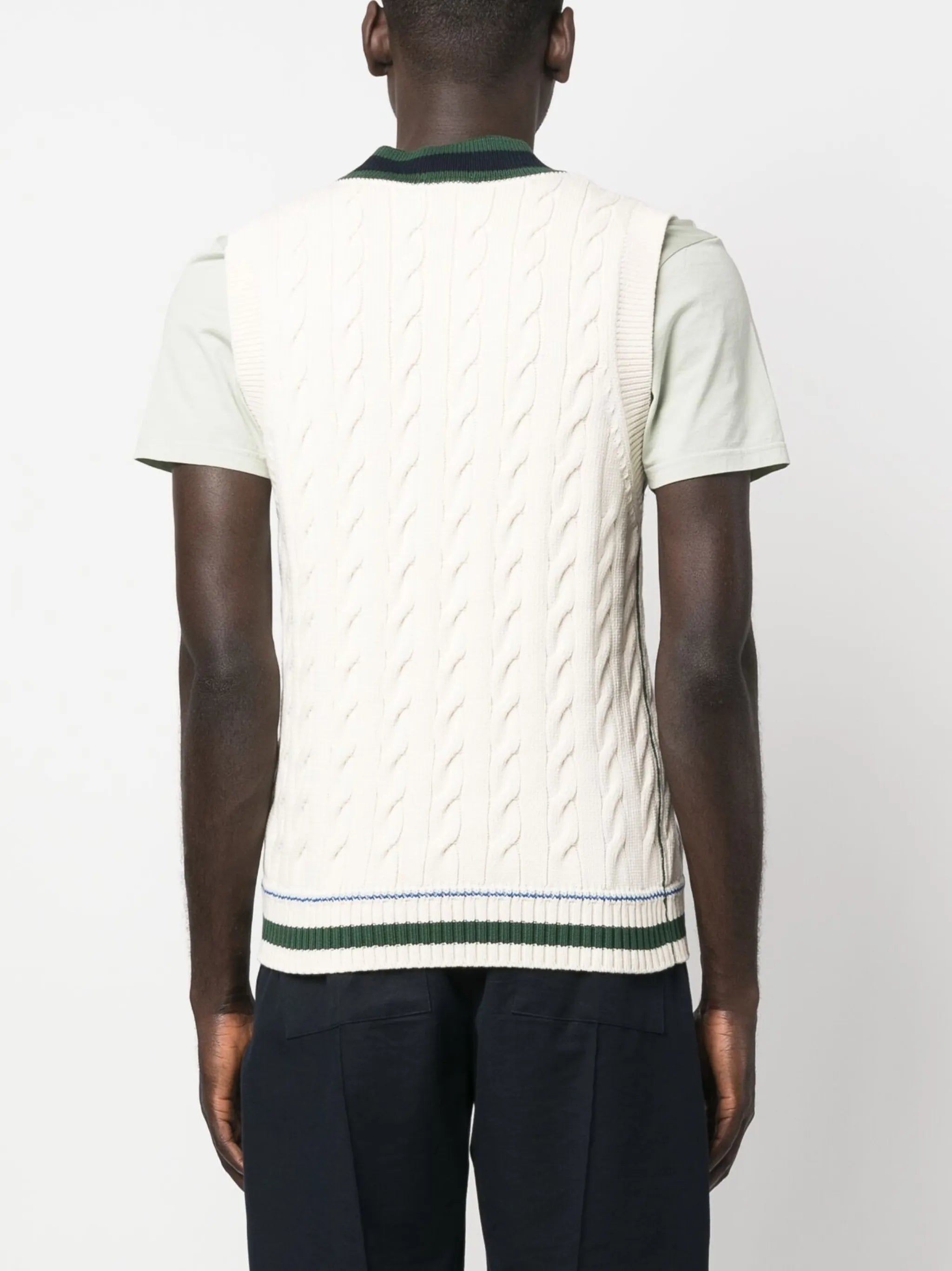 cable knit logo vest