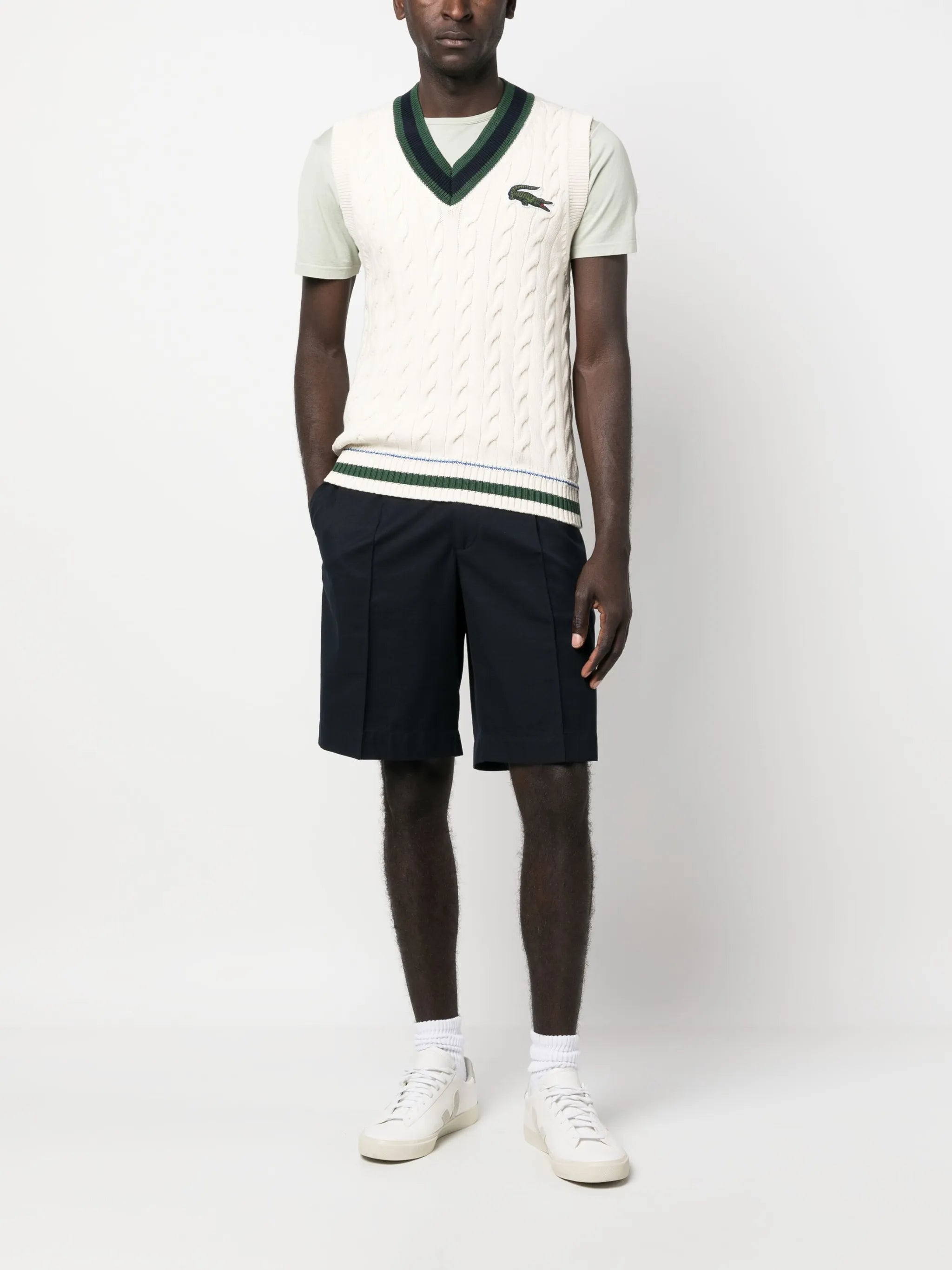 cable knit logo vest