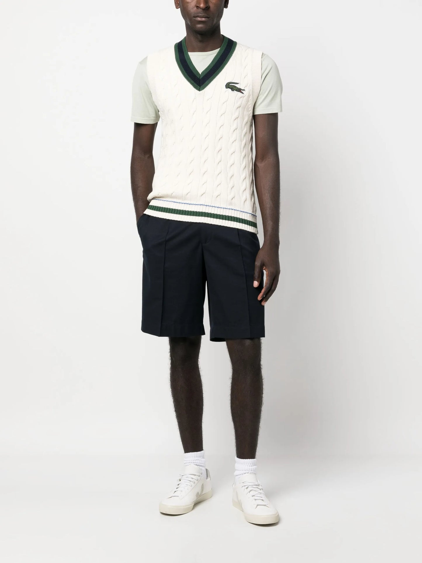 cable knit logo vest