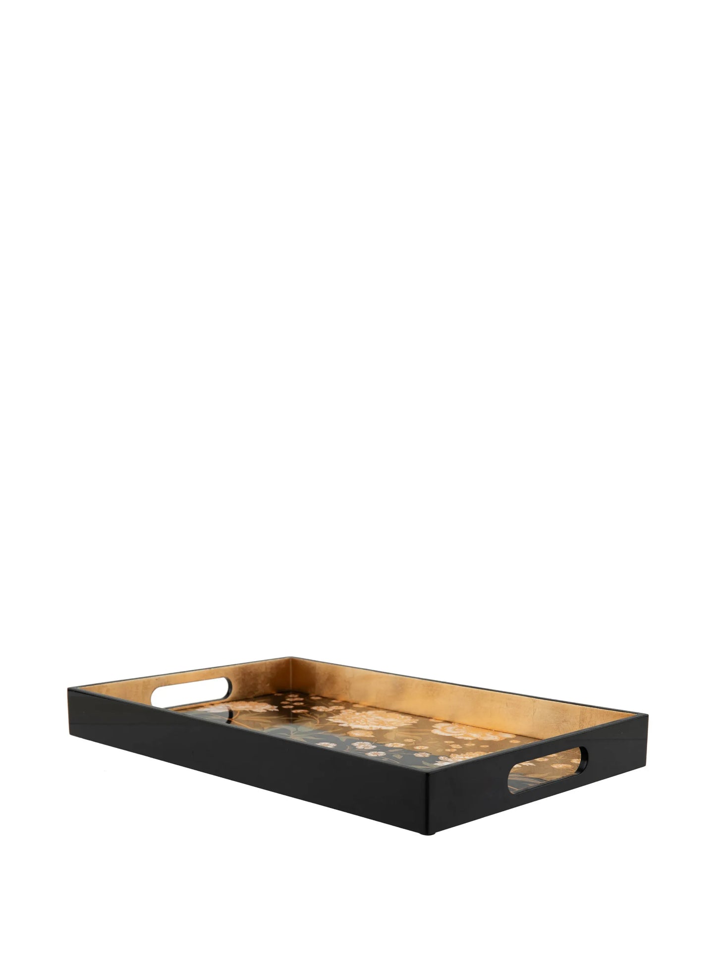 floral-print lacquered tray