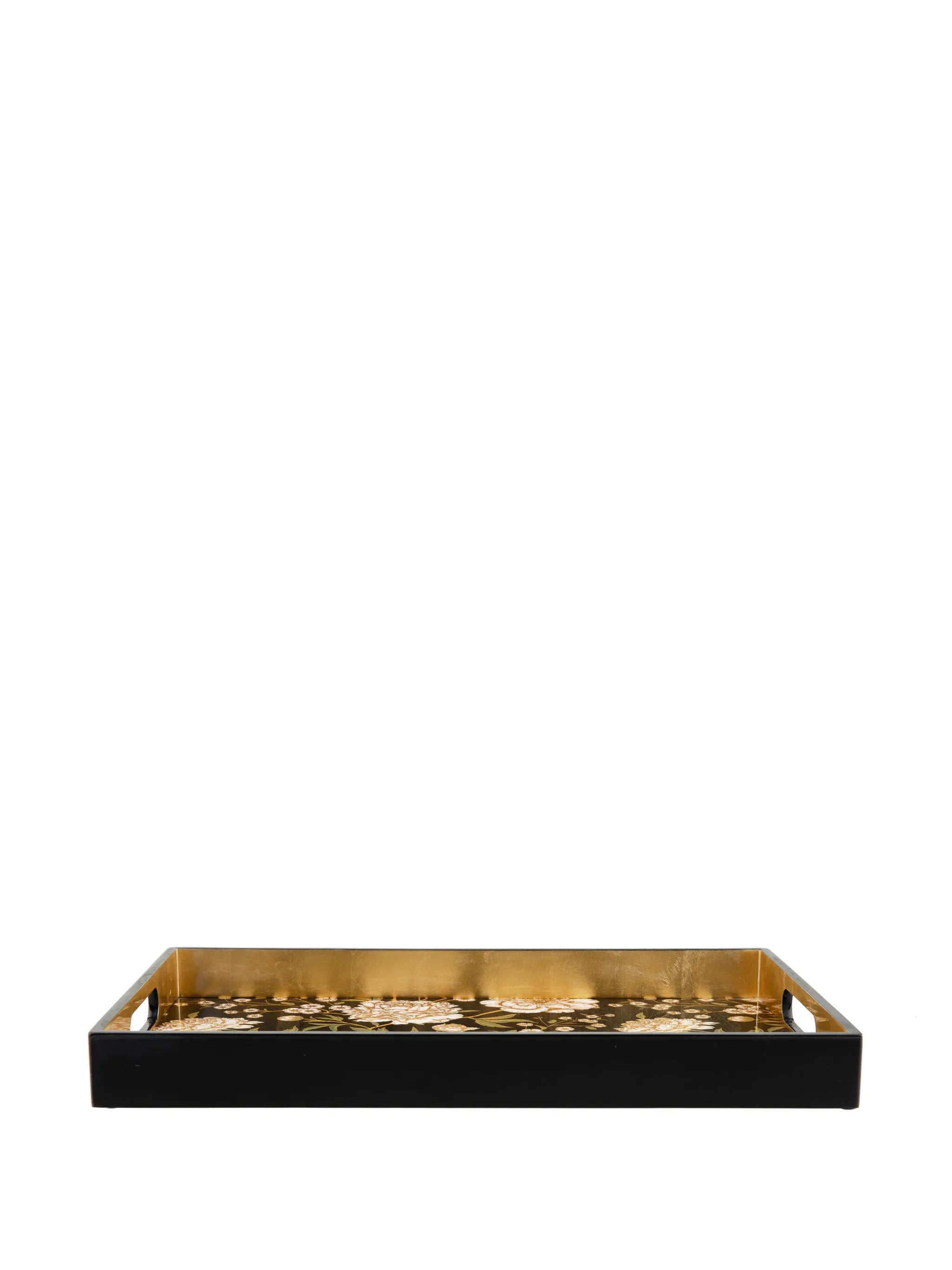 floral-print lacquered tray