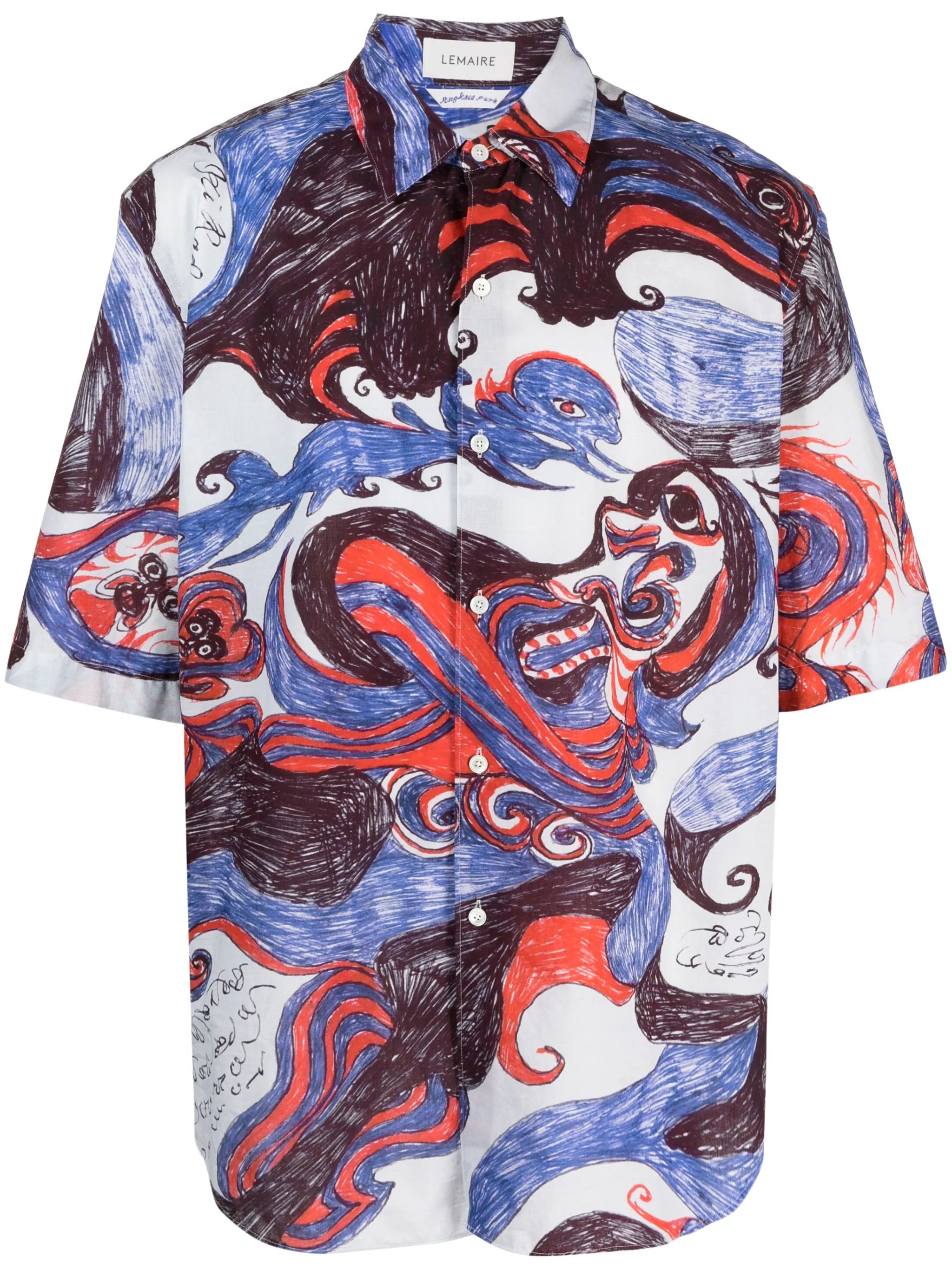 illustration-print short-sleeve shirt