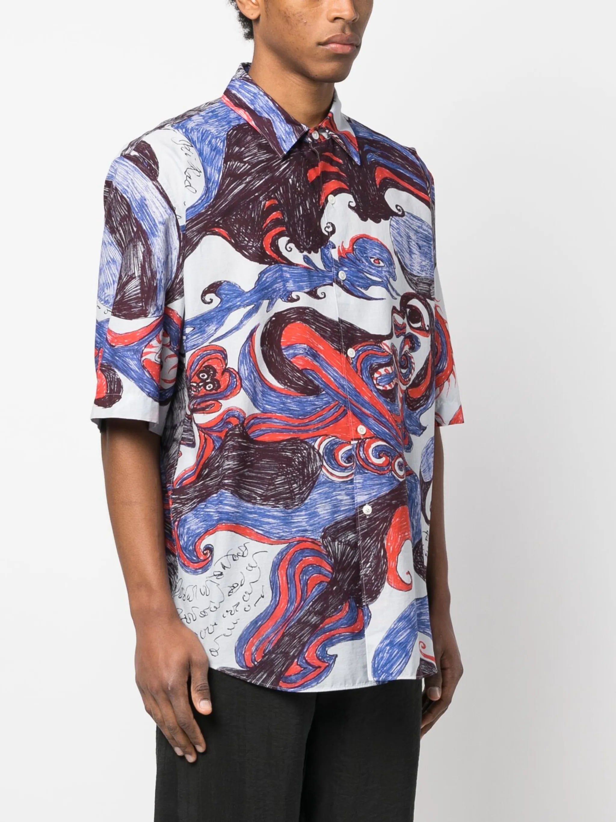 illustration-print short-sleeve shirt